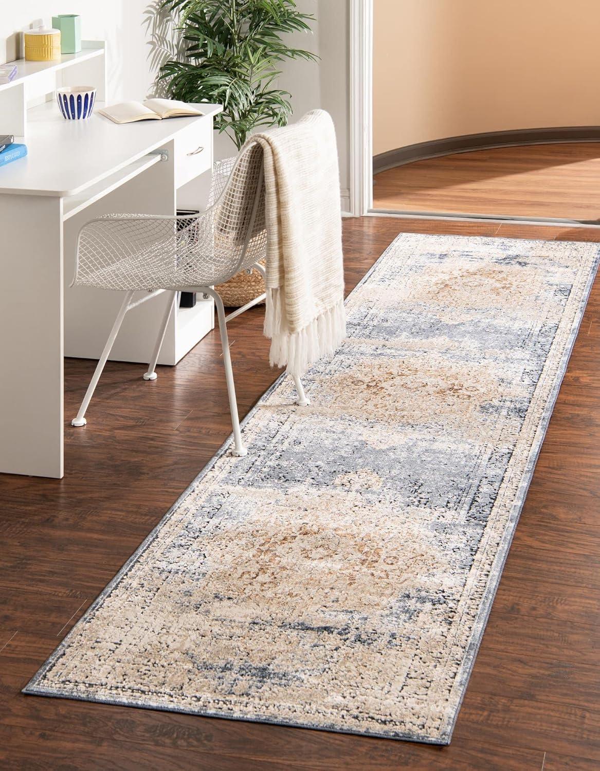 Unique Loom Chateau Collection Area Rug - Roosevelt (6' 1" x 9' Rectangle Slate Blue/Beige)