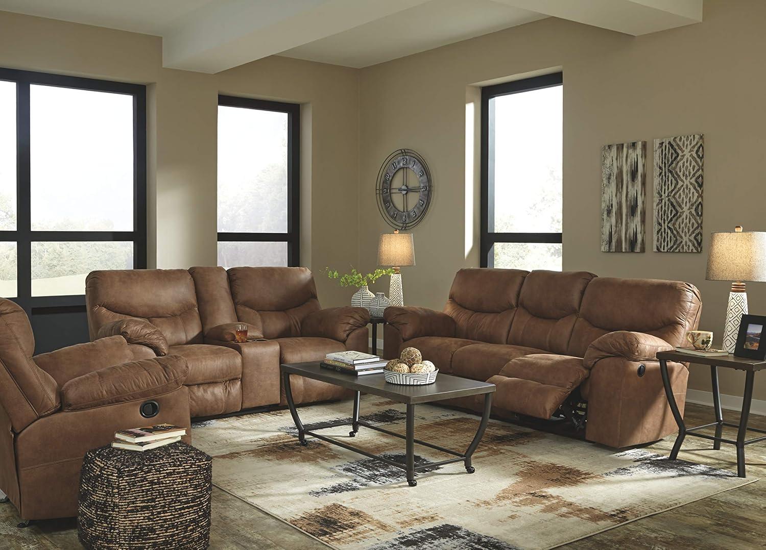 Bark Brown Faux Leather Oversized Recliner Chair