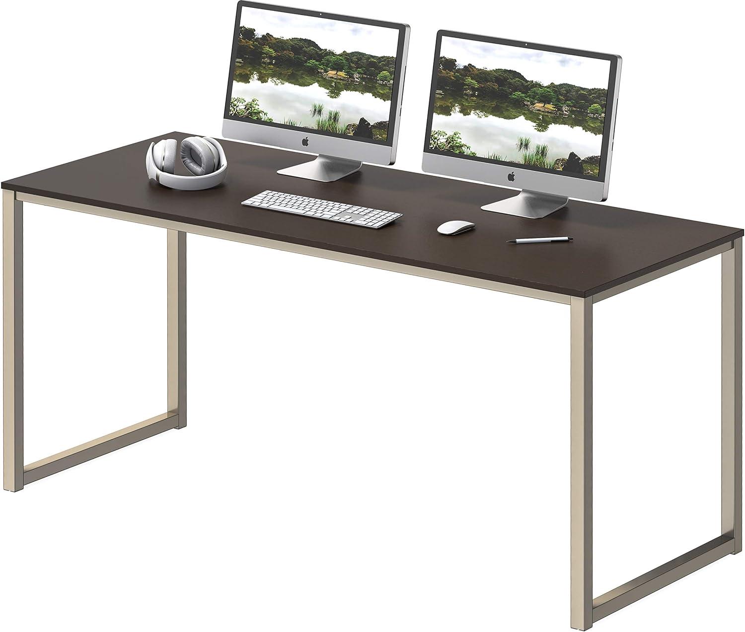 Espresso 48-Inch Rectangular Computer Desk with Steel Frame