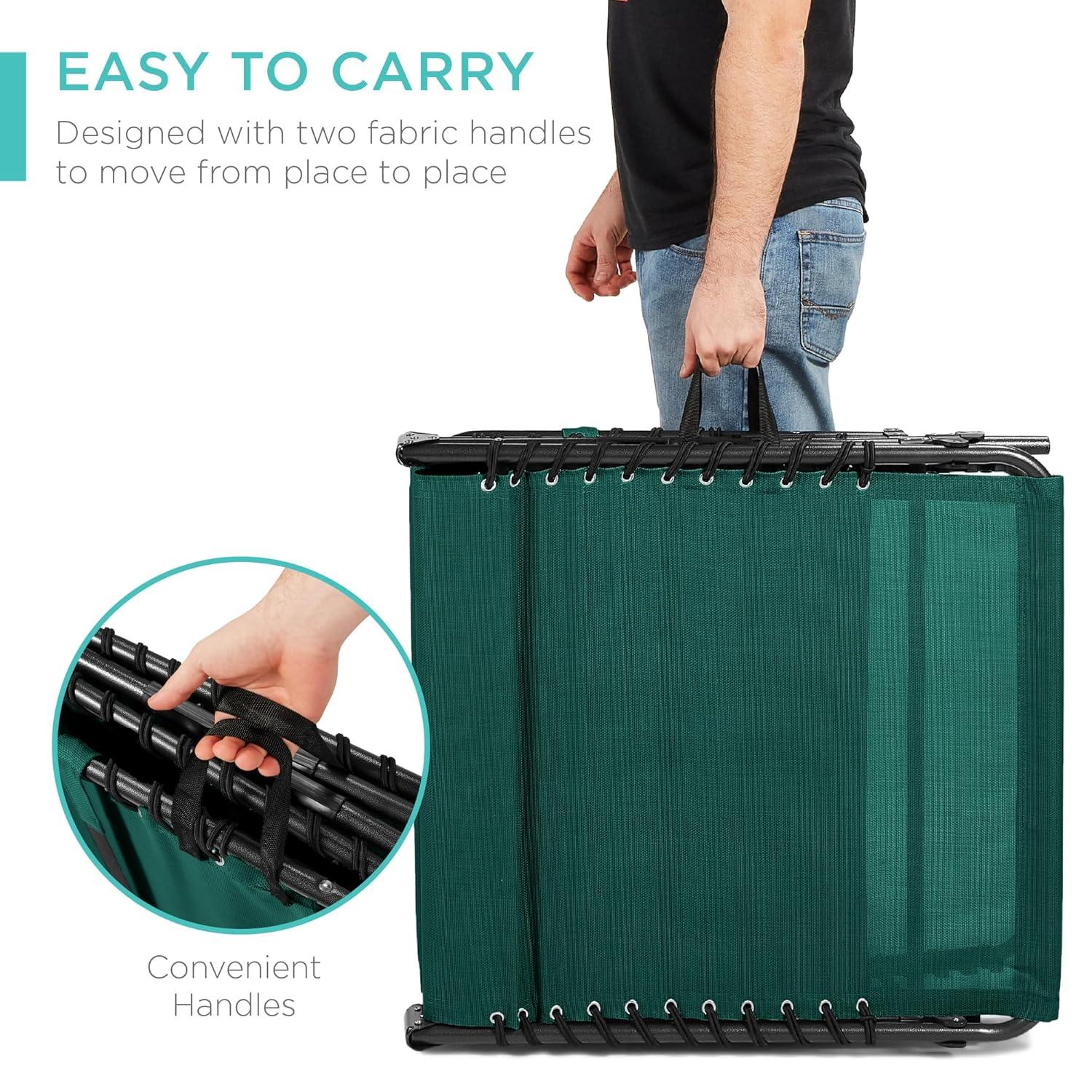 Best Choice Products Patio Chaise Lounge Chair, Outdoor Portable Adjustable Pool Recliner w/ Pillow - Forest Green