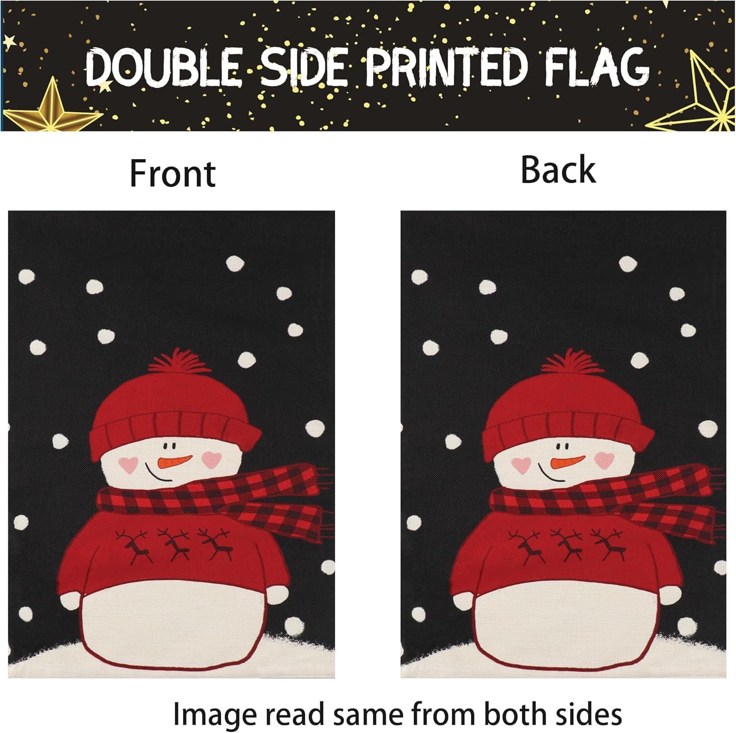 JOOCAR Smile Snowman with Red Scarf Outdoor Yard Flag Decorative Snowflake Winter Garden Flag 12x18 Inch