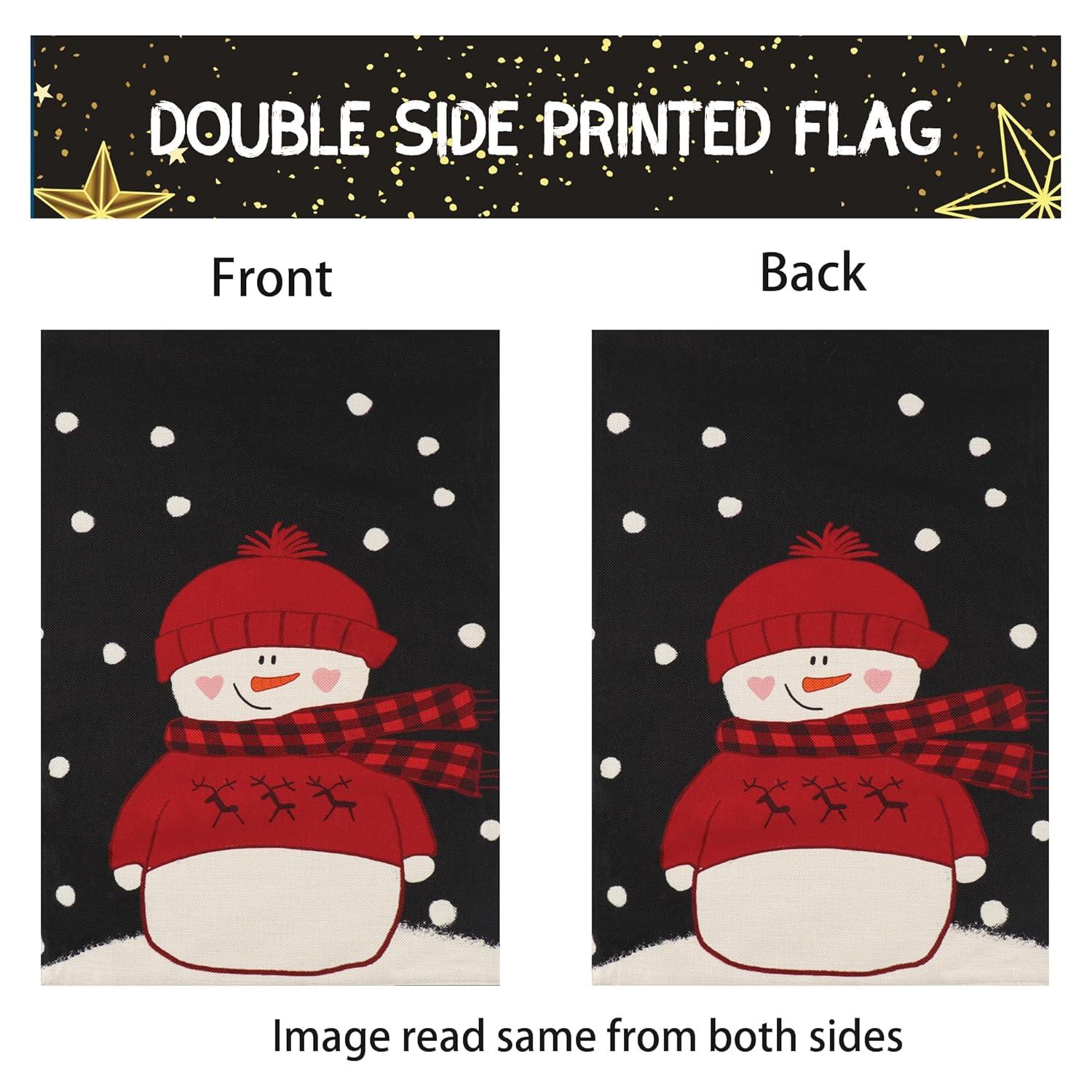 JOOCAR Smile Snowman with Red Scarf Outdoor Yard Flag Decorative Snowflake Winter Garden Flag 12x18 Inch