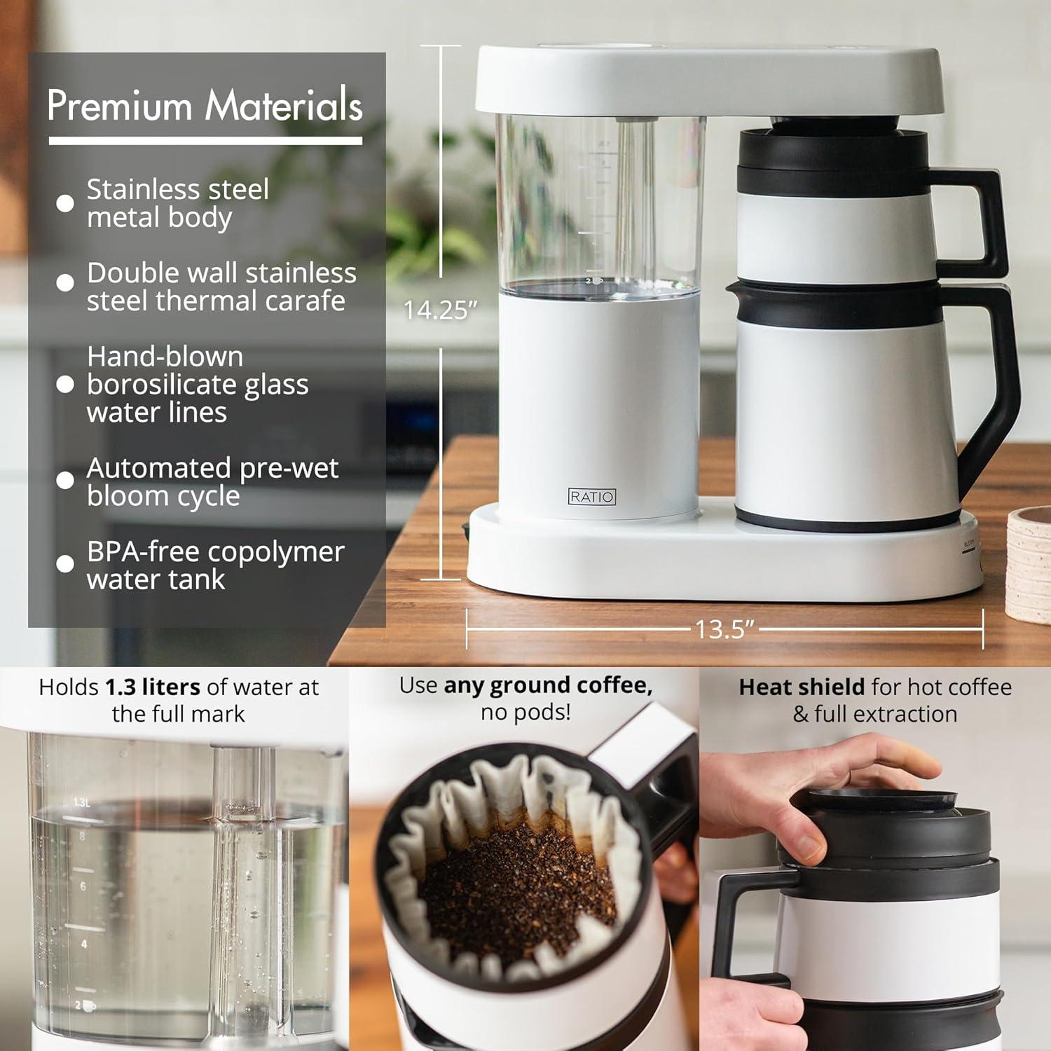 White Stainless Steel Simulated Pour-Over Coffee Maker