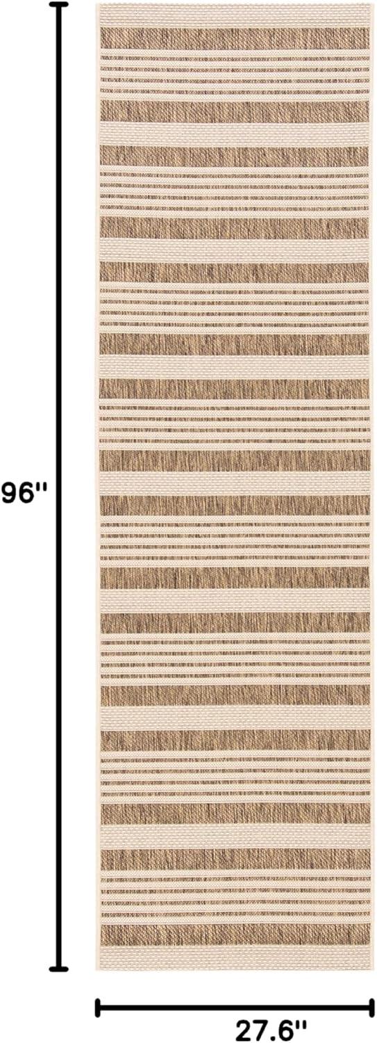 Herefordshire Striped Brown/Bone Indoor/Outdoor Area Rug