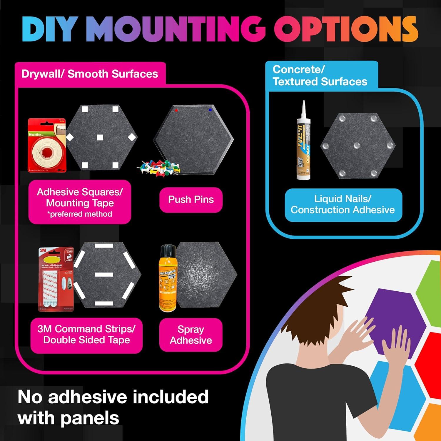 Sonic Acoustics 12pk 14"x12"x4" Hexagon Acoustic Panels - Silver Gray