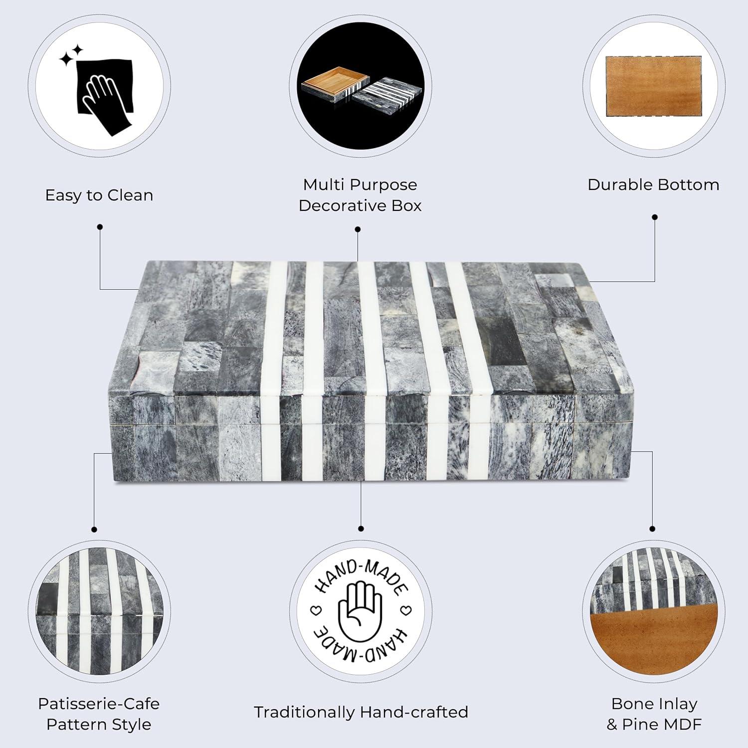 Handicrafts Home Decorative Box - Handmade Jewelry Organizer Box with Lid - Keepsake Box for Home Decor, Jewelry, Accessories, Collectibles - Modern Wooden Storage Box - Cafe, 8X6X1.5 inch