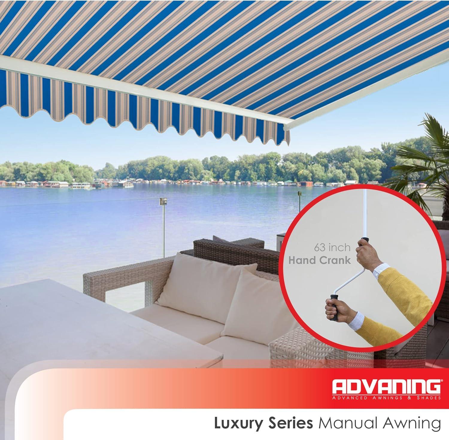 Advaning 10.5'' Fabric, Metal Cover Retractable Patio Awning