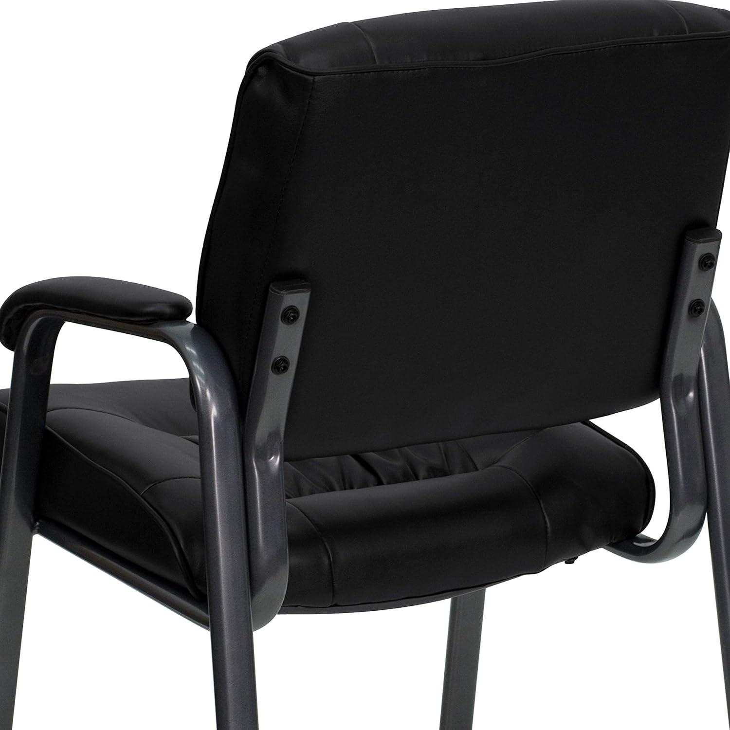 Emma and Oliver White LeatherSoft Executive Reception Chair with Black Metal Frame