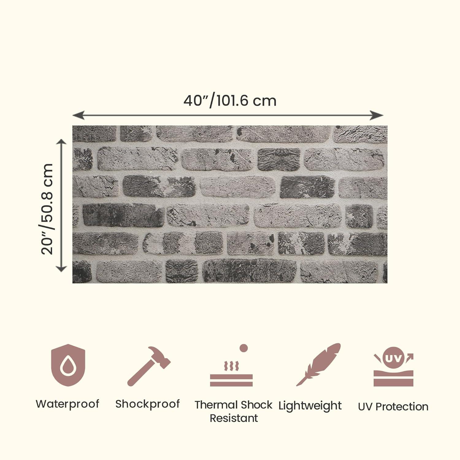 UPP Ultimate Premium Products 3D Brick Effect Wall Panels - Lightweight Styrofoam - Set of 9 Large Panels (20"x40") Covers 48 sq ft - Apply with Wall Adhesive - DIY Home Wall Cladding