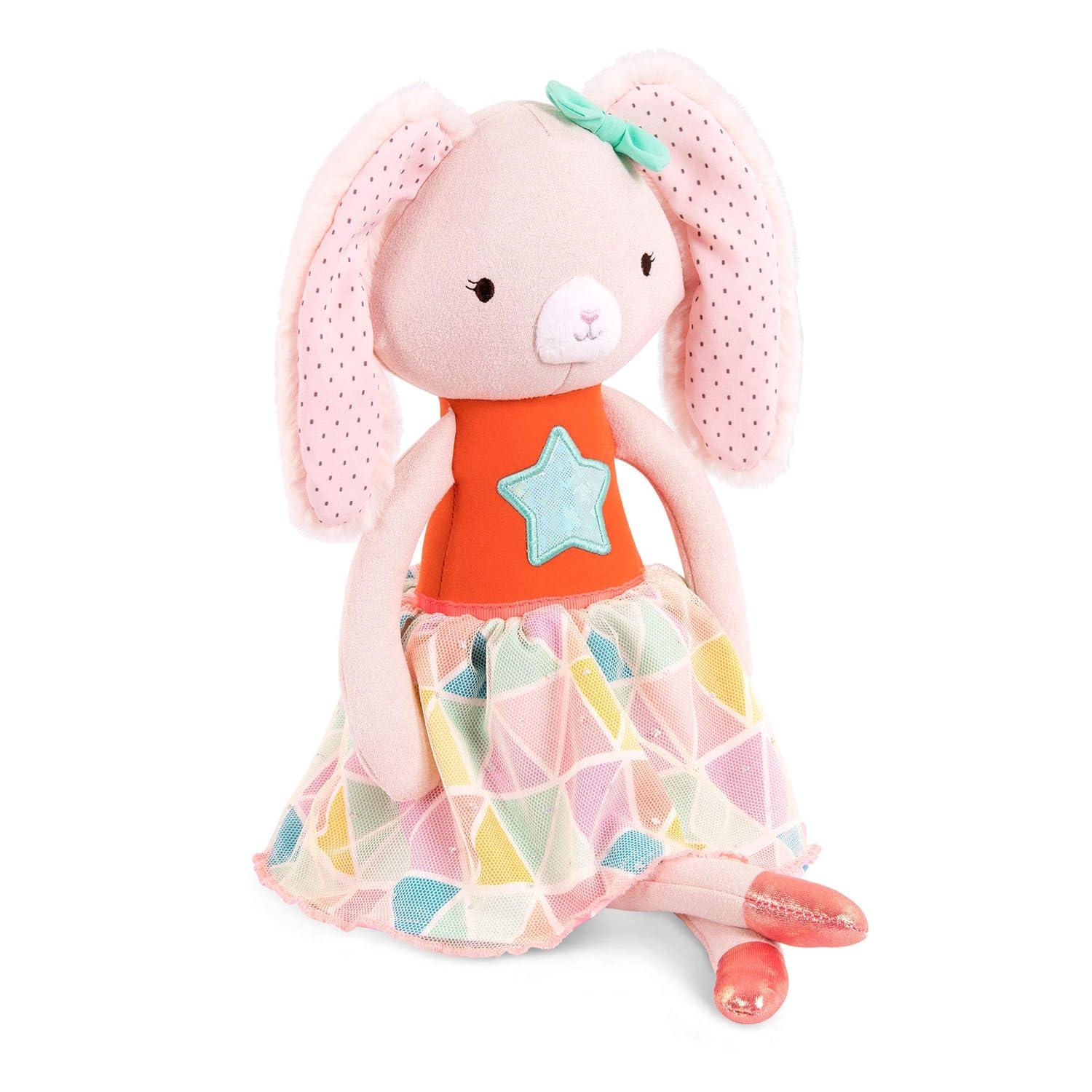 B. toys- B. softies- 15" Plush Bunny- Soft Stuffed Animal for Baby, Toddler, – Orange & Pastel Outfit- Washable Rabbit- Tippy Toes- Becky Bunny- 0 Months +