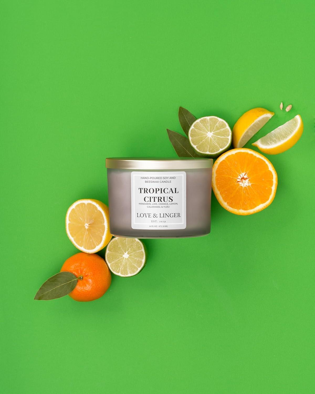 Tropical Citrus Frosted Grey Soy and Beeswax Candle