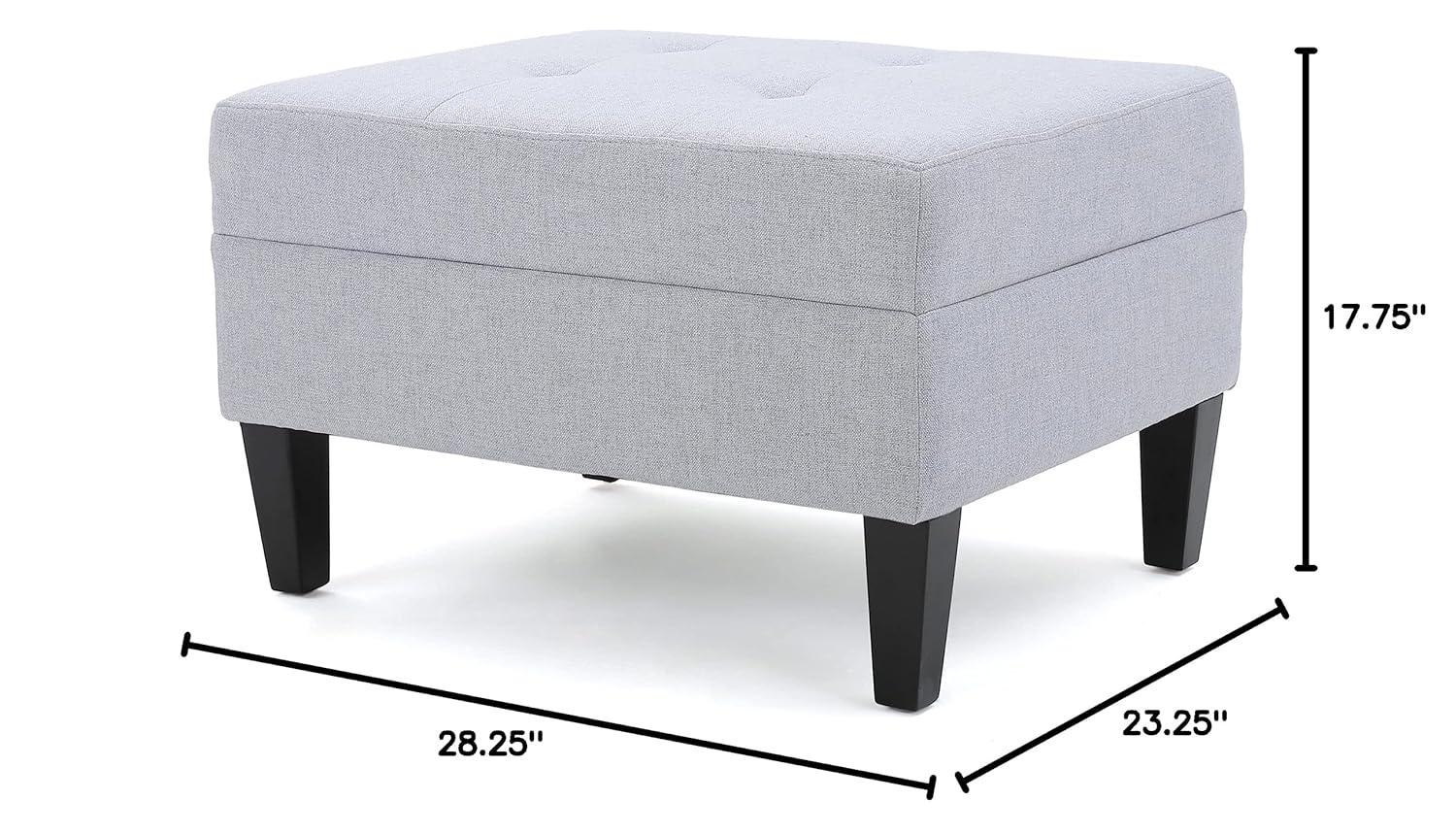 GDF Studio Bridger Mid-Century Ottoman, Light Grey