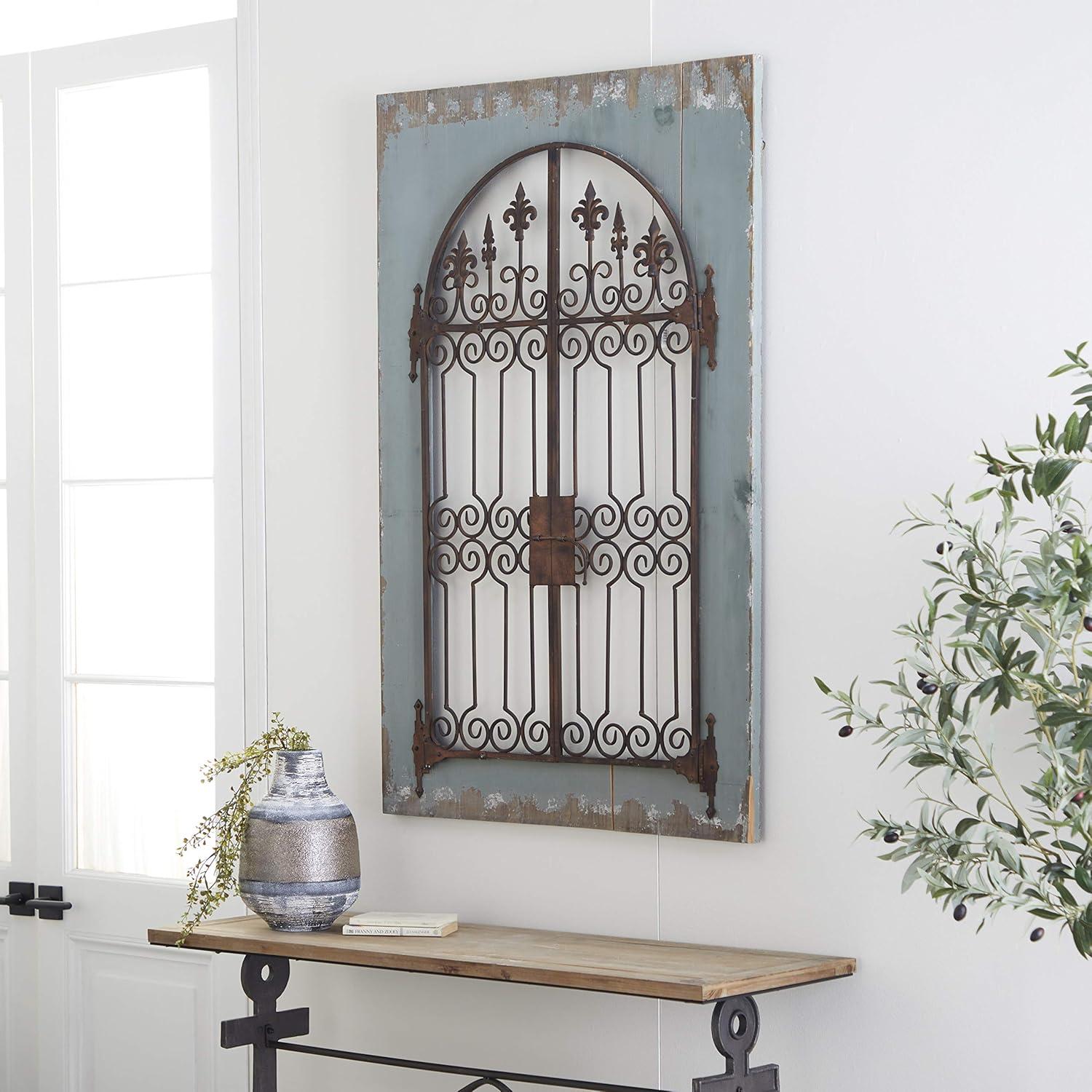 DecMode White Wood Arabesque Scroll Wall Decor (2 Count)