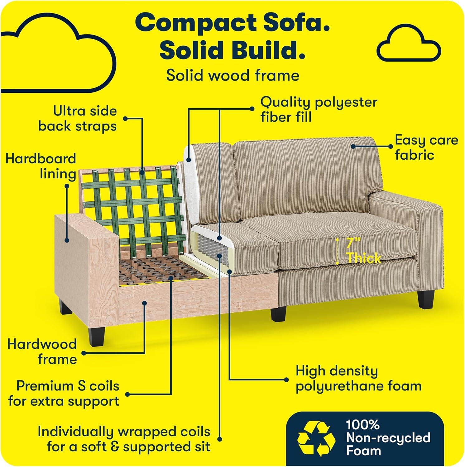 Serta Palisades 78" Track Arm Sofa, Easy Care Fabric, Soft Pillow Back, Pocket Coil Seat Cushions