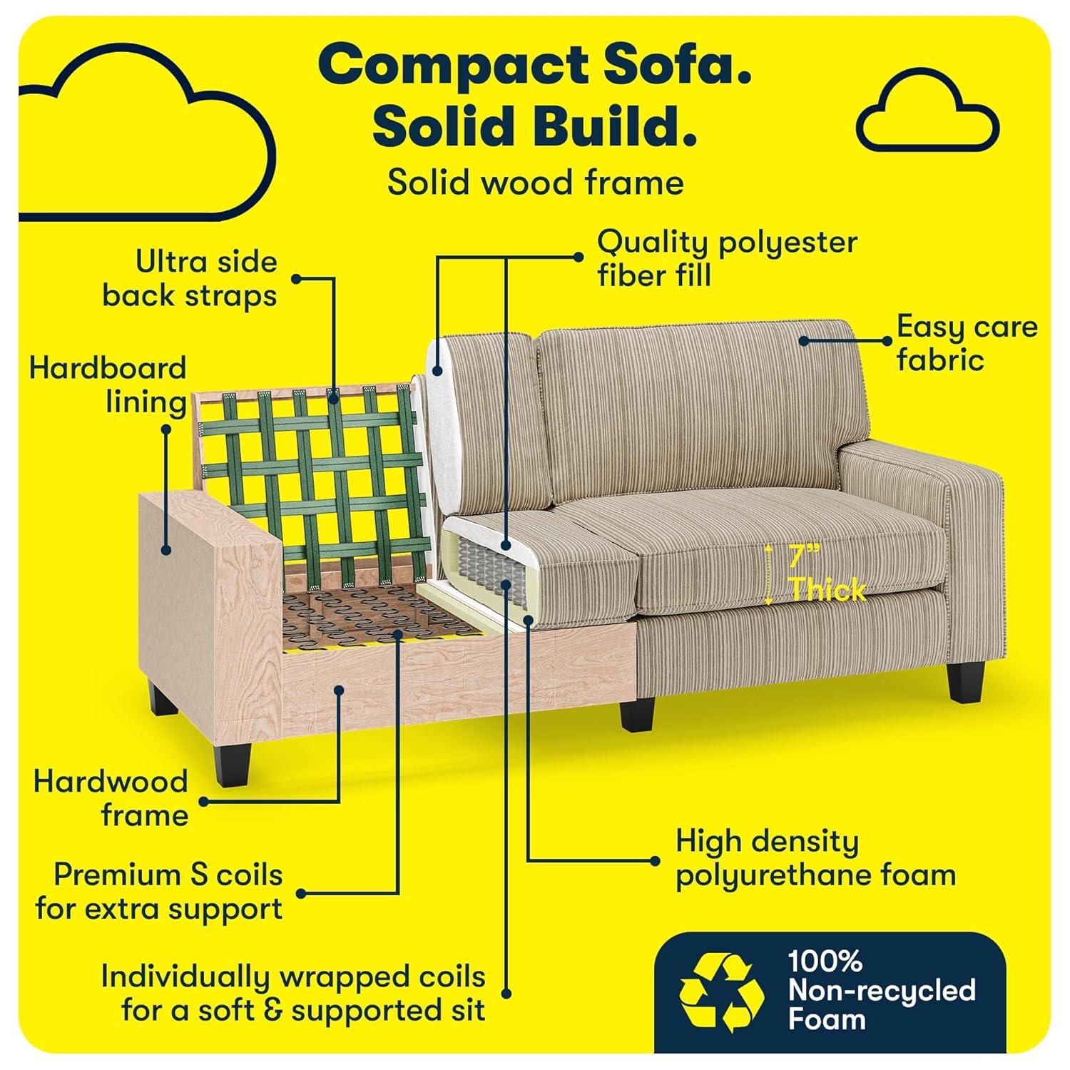 Serta Palisades 78" Track Arm Sofa, Easy Care Fabric, Soft Pillow Back, Pocket Coil Seat Cushions