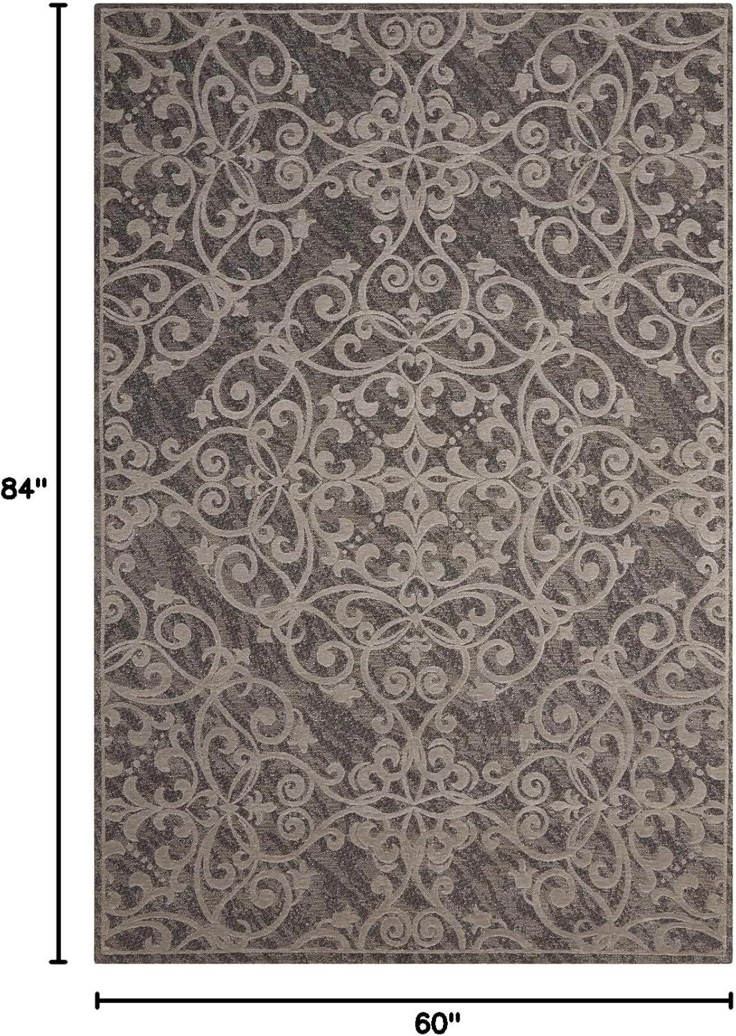 Nourison Damask Damask Grey 5' x 7' Area Rug, (5x7)