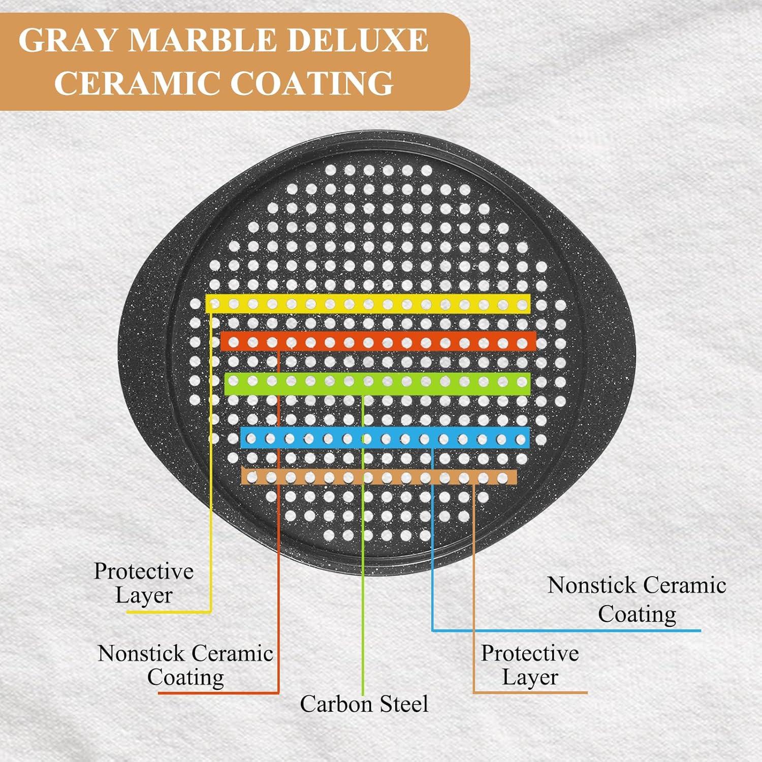 Pizza Pan for Oven – Pizza Pans with Holes, Walooza Round Pizza Tray for Oven, Perforated Carbon Steel Pizza Pan, 1 PCS