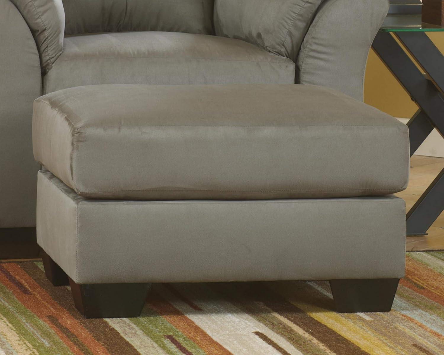 Signature Design by Ashley Contemporary Darcy Ottoman Microfiber Cobblestone