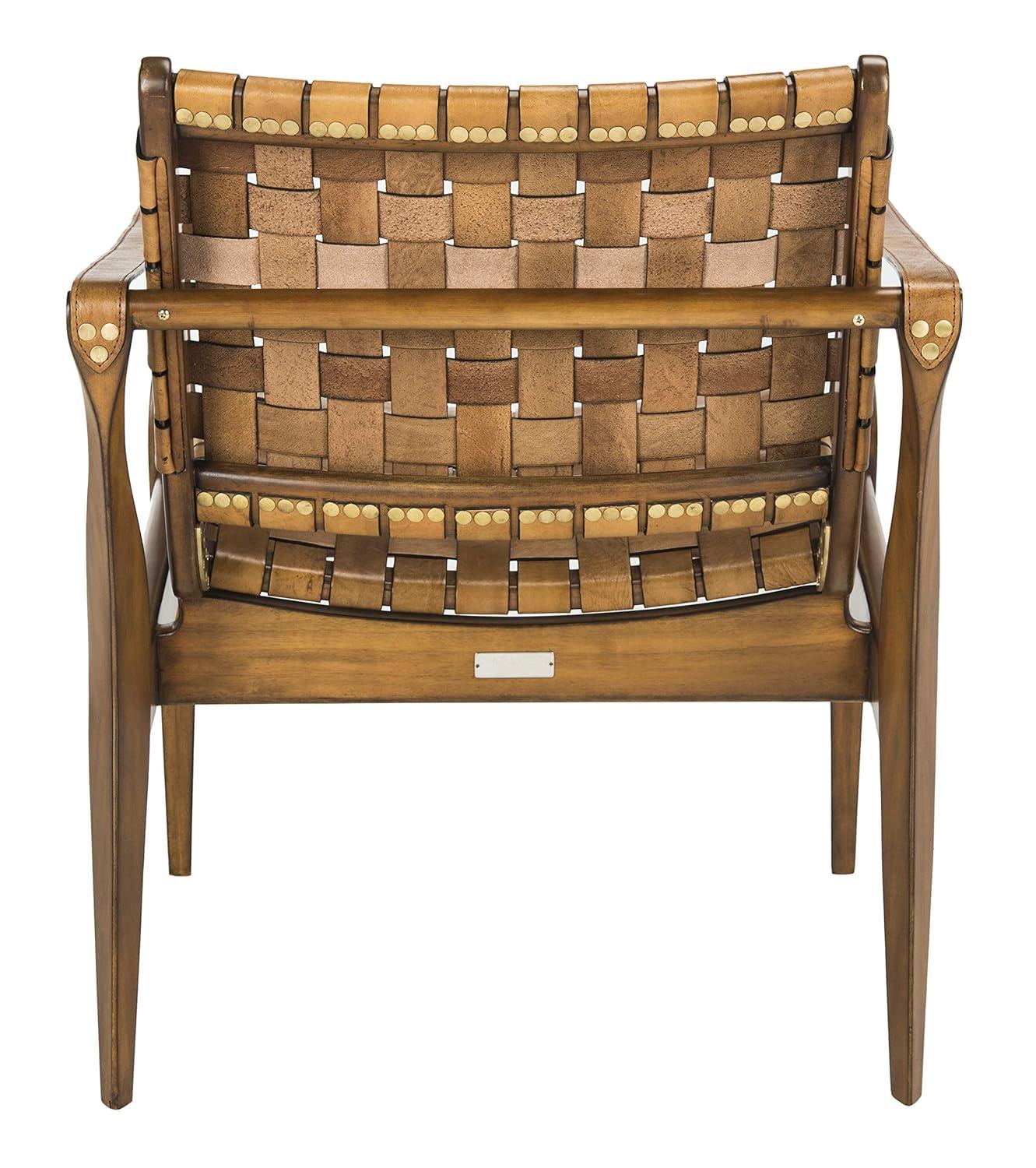 Dilan Safari Chair - SFV9005 - Light Brown/Brown - Safavieh Couture