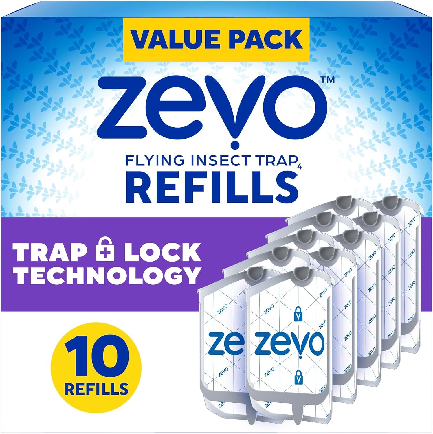 Zevo Flying Insect Trap, Fly Trap Captures Houseflies, Fruit Flies, and Gnats 1 Plug-in Base + 1 Cartridge