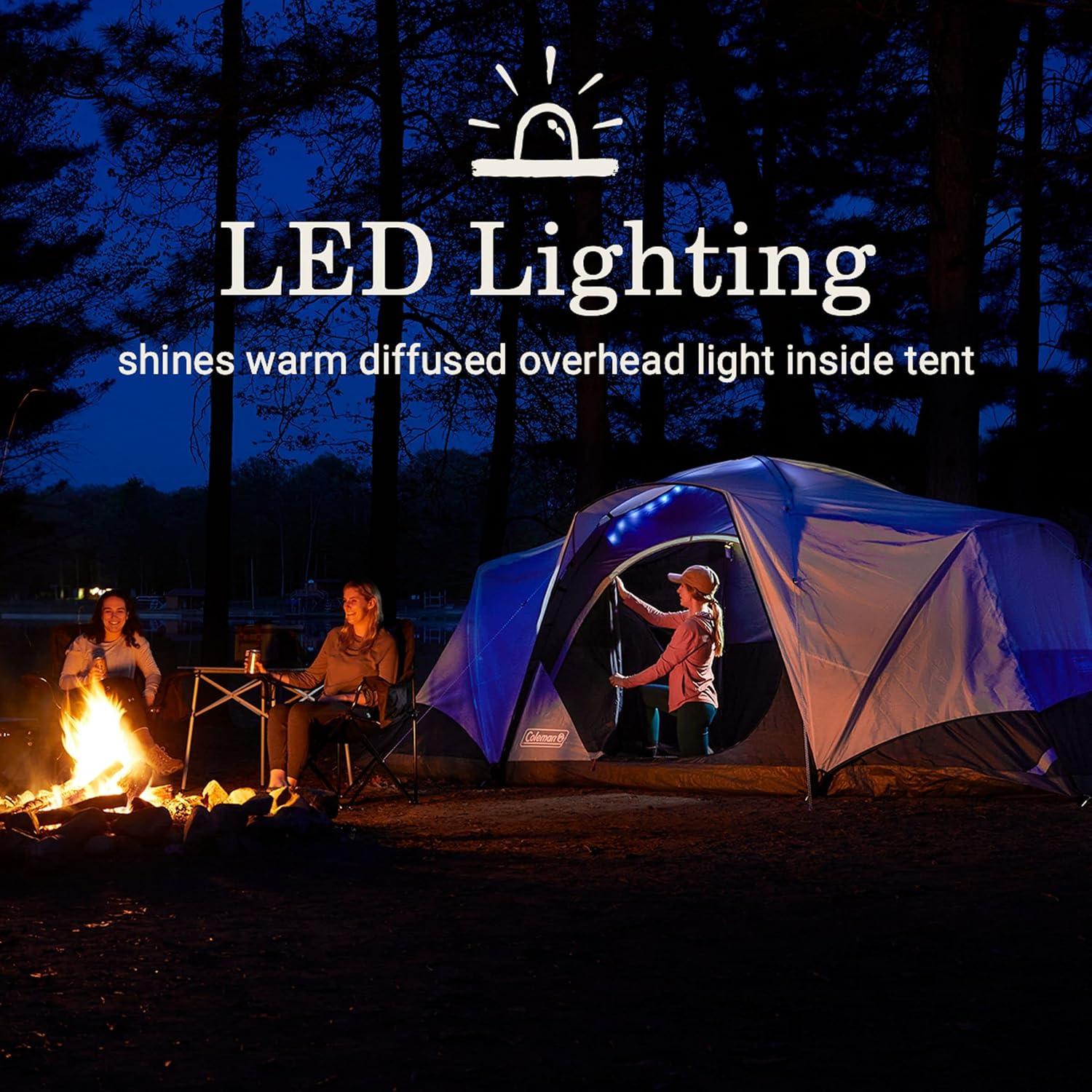 Skydome XL 8-Person Dome Camping Tent with LED Lighting