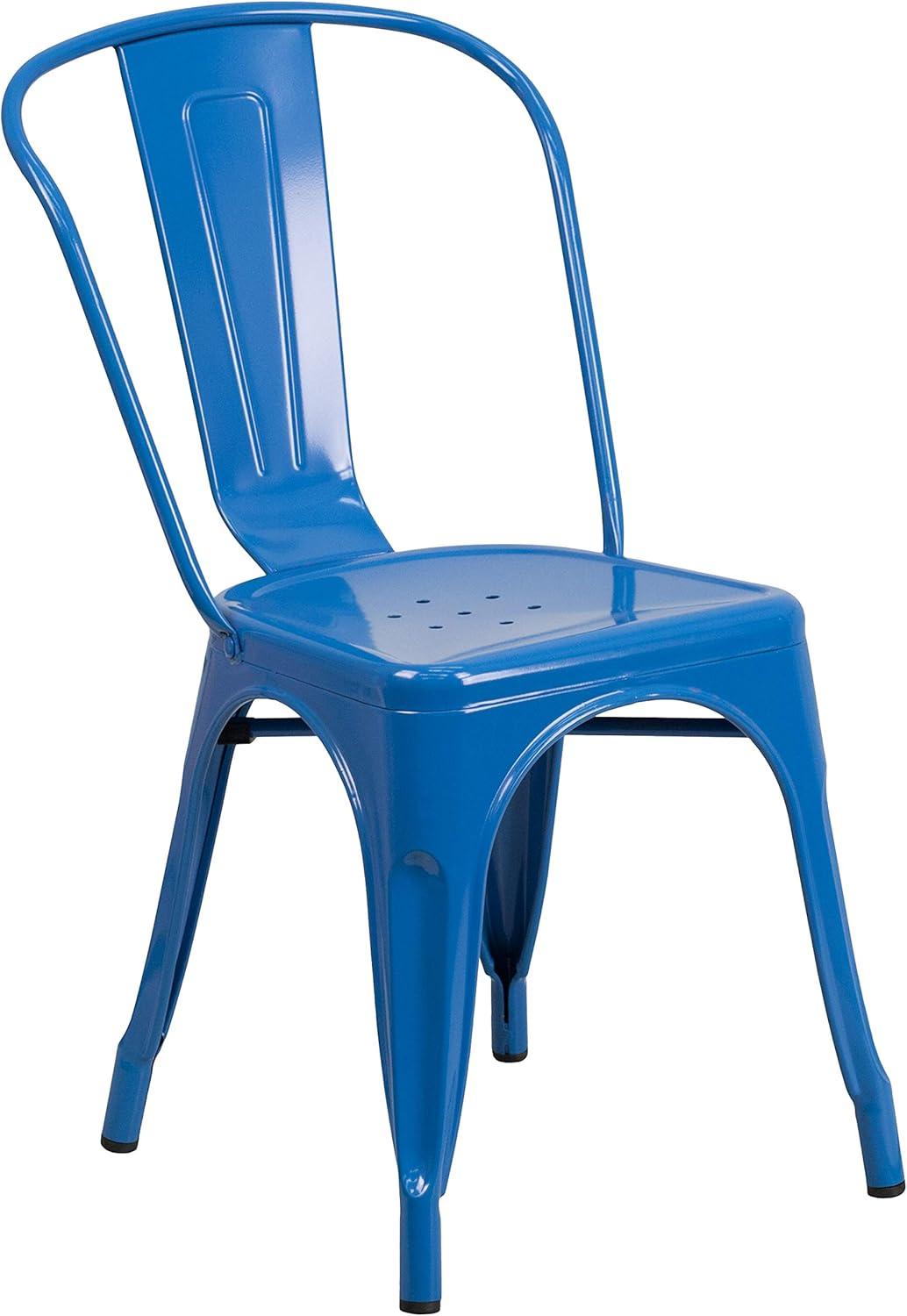 Flash Furniture Hucheson Metal Indoor-Outdoor Stackable Chair - Restaurant Chair - Bistro Chair (Set of 4)