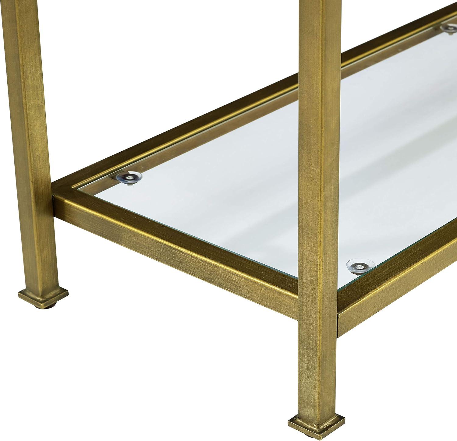 Aimee Console Table - Crosley: Elegant Steel Frame, Clear Glass Top, Fixed Shelf, Entryway Furniture