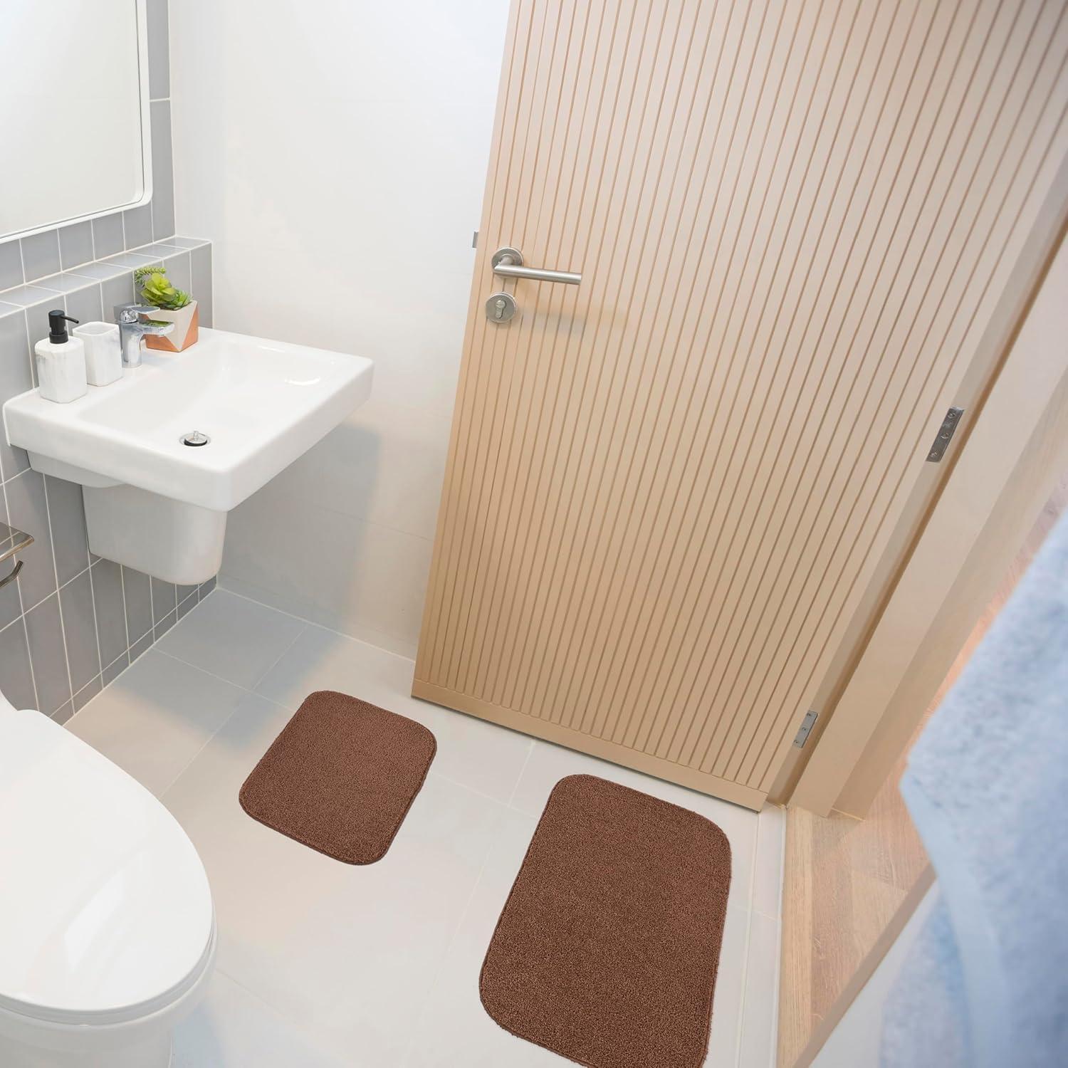 Garland Rug Gramercy Washable Bath Rug Set, 2 Piece (20"x34" & 17"x24") Cinnamon