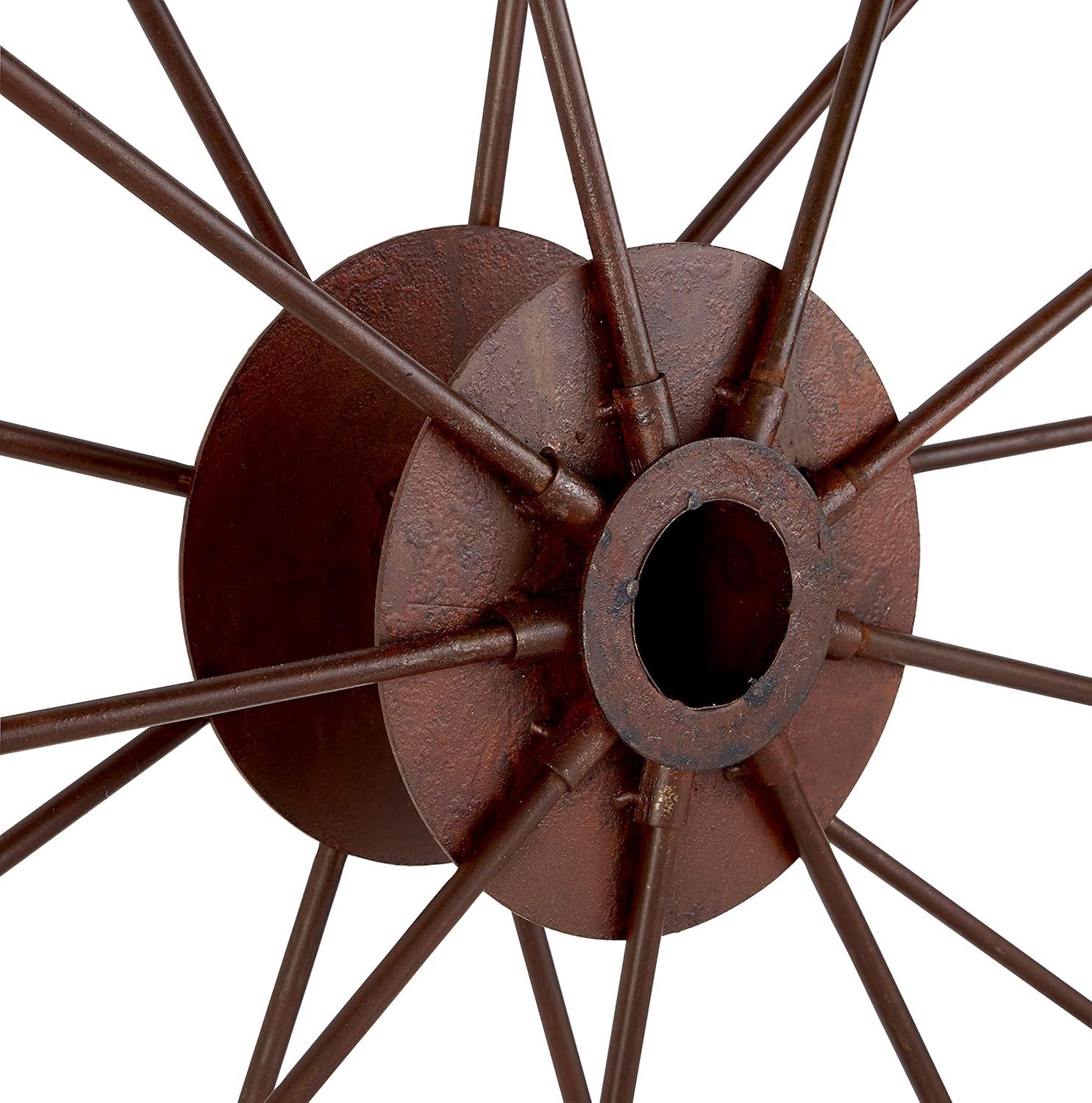 Decmode Large Red Metal Wheel Wall Decor, 43"