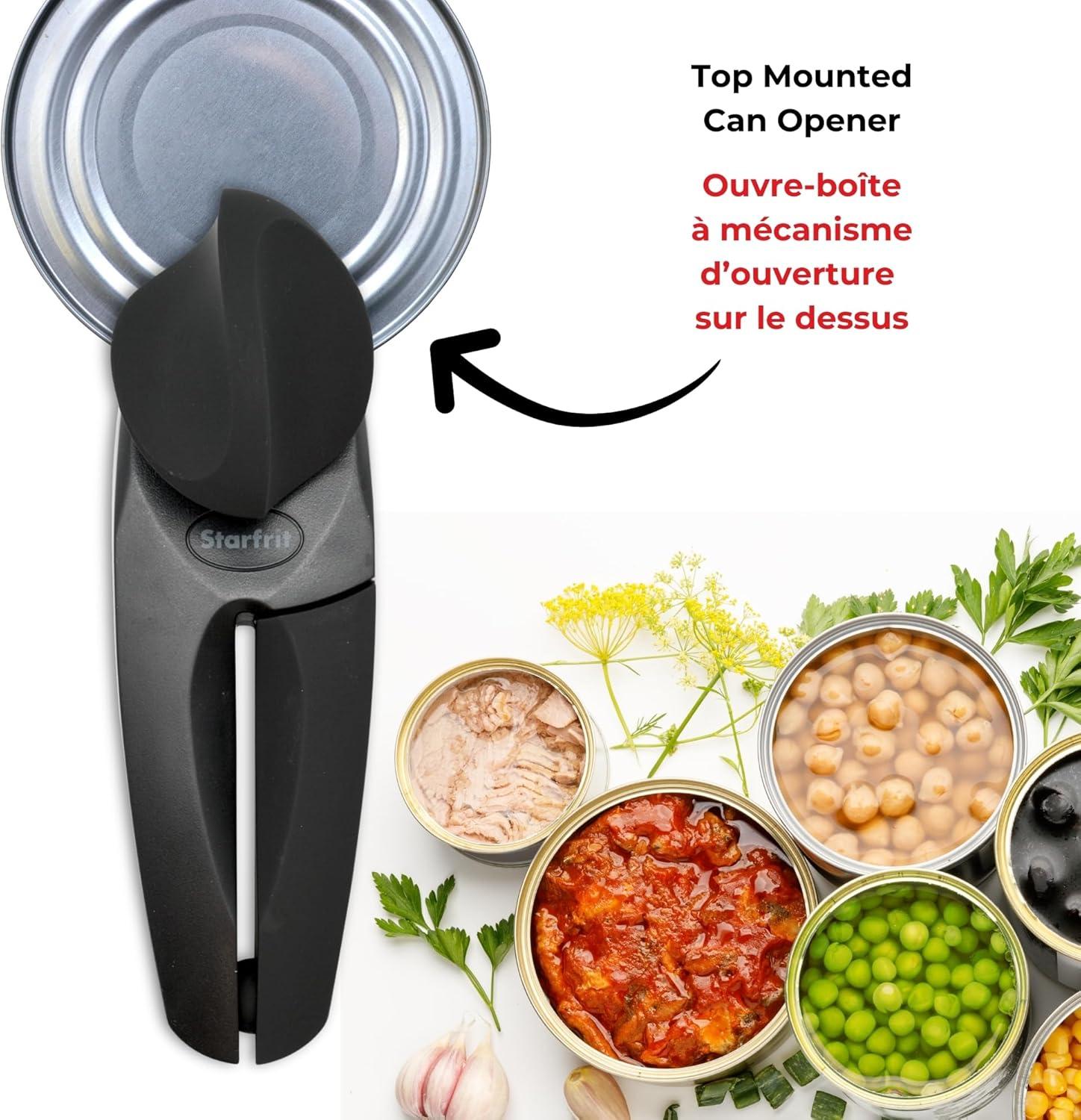 Starfrit MightiCan Left-and-Right Handed Soft Grip Can Opener in Black