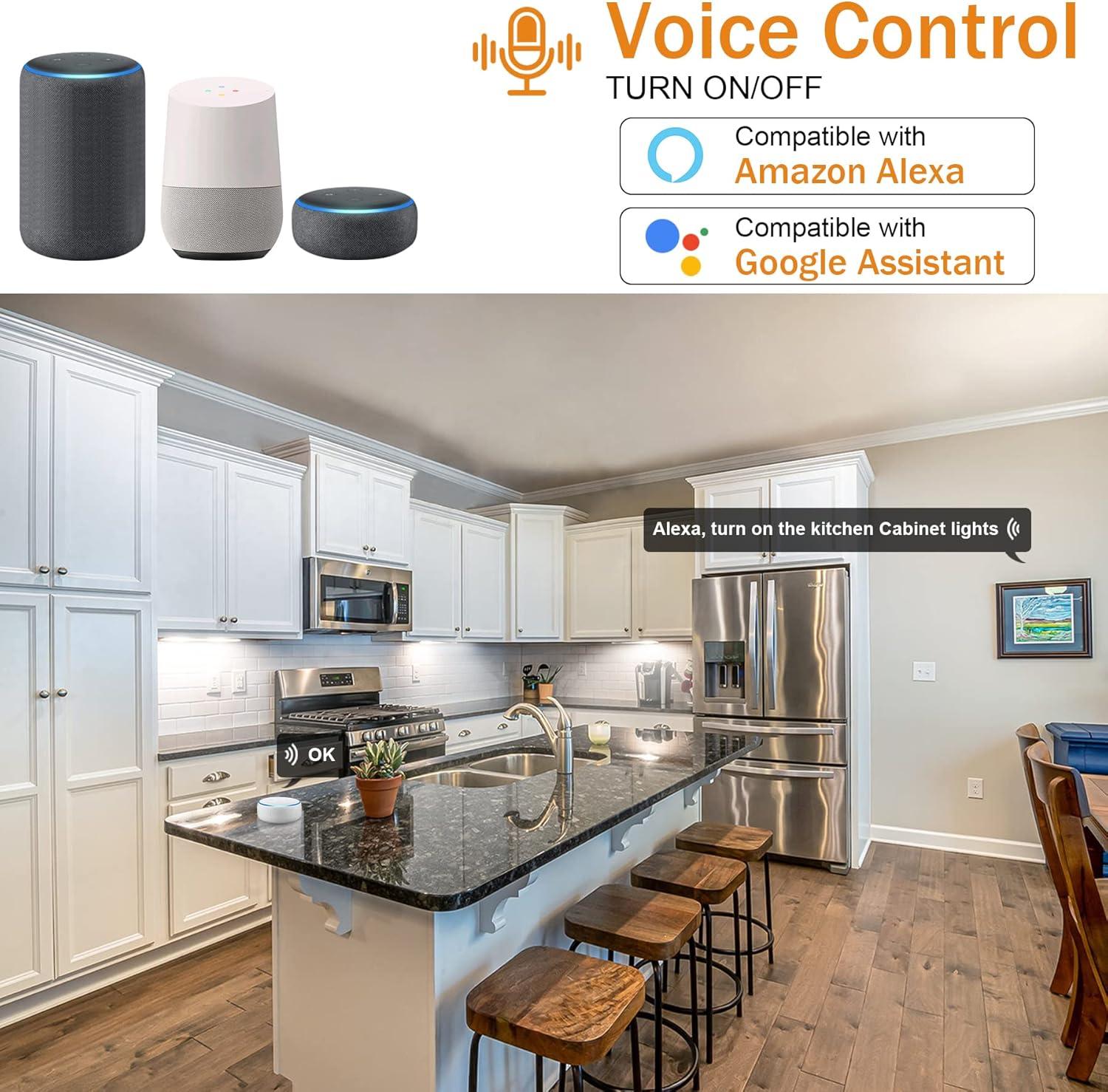 Under Cabinet Lights Kit, LED Smart Dimmable Strip Lighting Fixtures, 24V Plug in Linkable Bar LED Counter Lights for Pantry, Kitchen, Shelf, Bookcases, Showcase (10 PCS, Cold White)