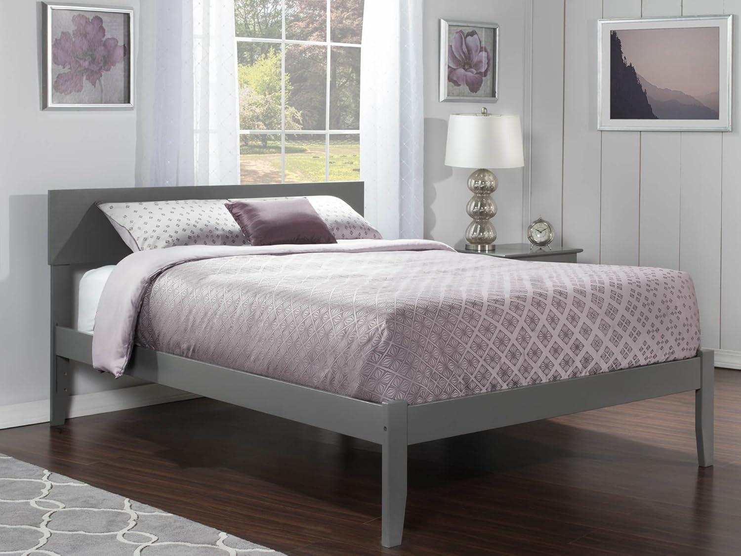 Orlando Gray King Wood Platform Bed with Headboard and Slats