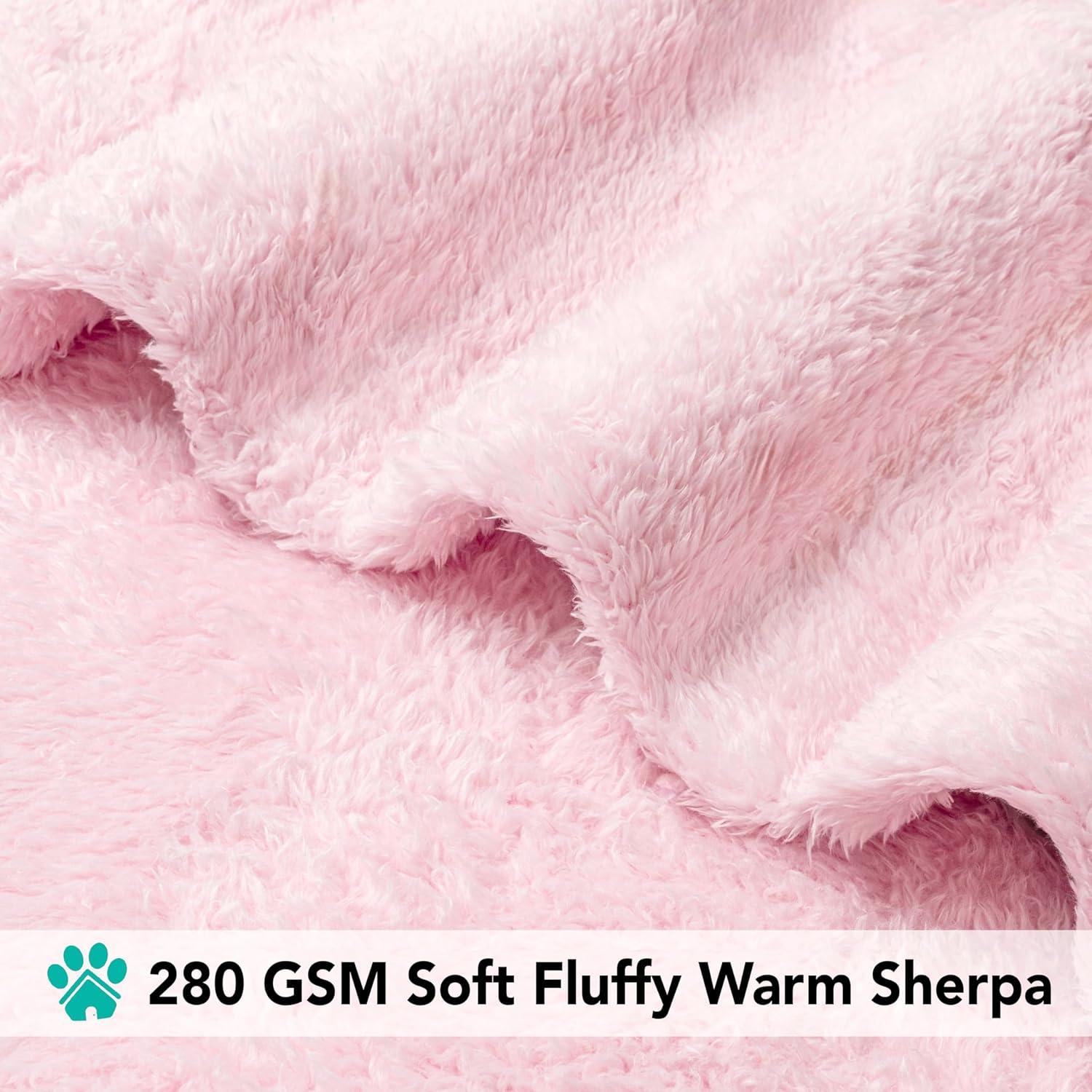 PetAmi Fluffy Dog Blanket for Pet Cat Puppy Kitten, Faux Shearling Soft Fleece Throw, Plush Reversible Washable Couch Cover