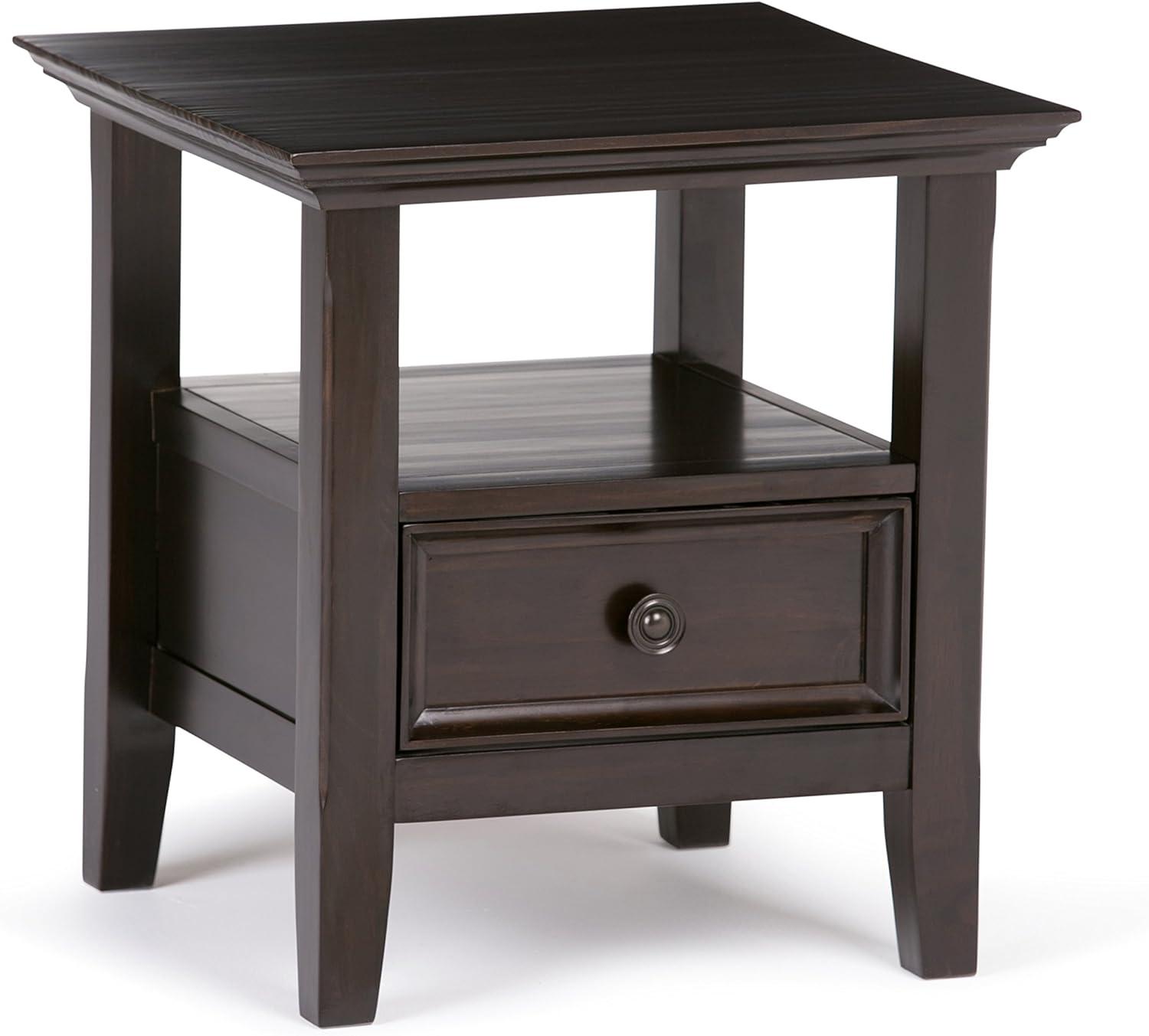 Amherst Hickory Brown Solid Wood 19" Square Transitional End Table with Storage