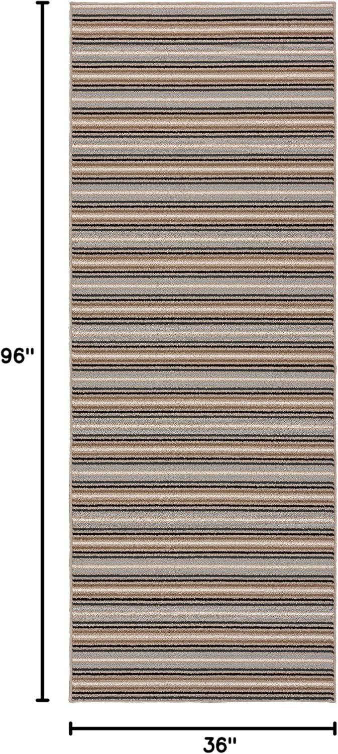 Garland Rug Nantucket Stripe 3 ft. x 8 ft. Indoor Runner Rug in Earth Tone