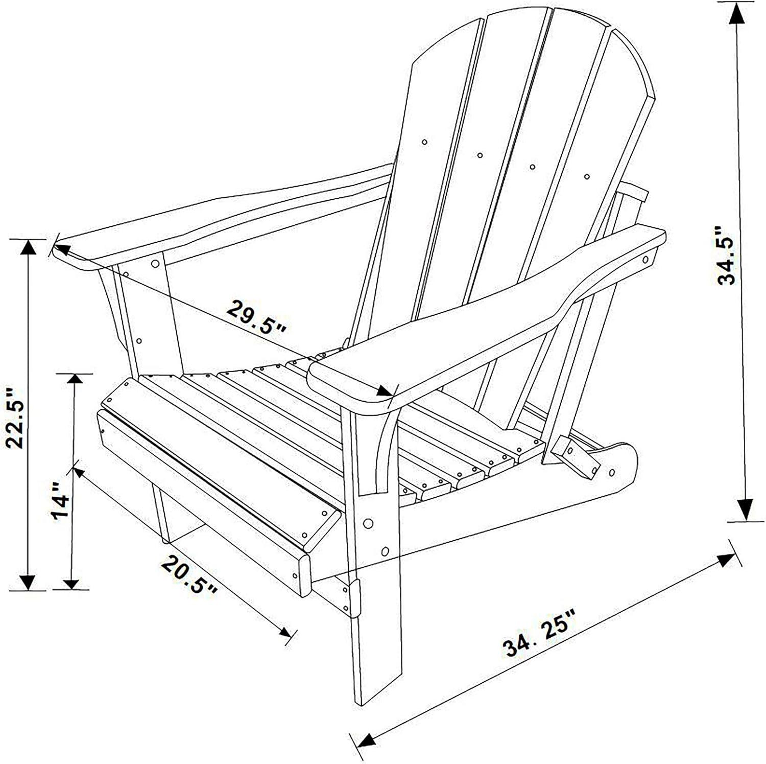 White HDPE Outdoor Folding Adirondack Chair with Wide Armrests