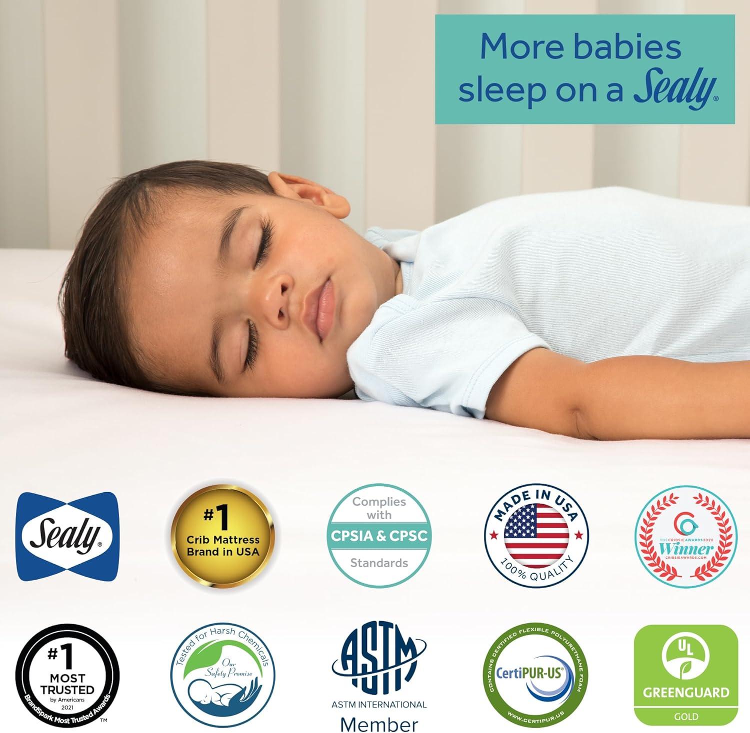 Sealy Posture Perfect 2-Stage Hybrid Waterproof Baby Crib and Toddler Bed Mattress