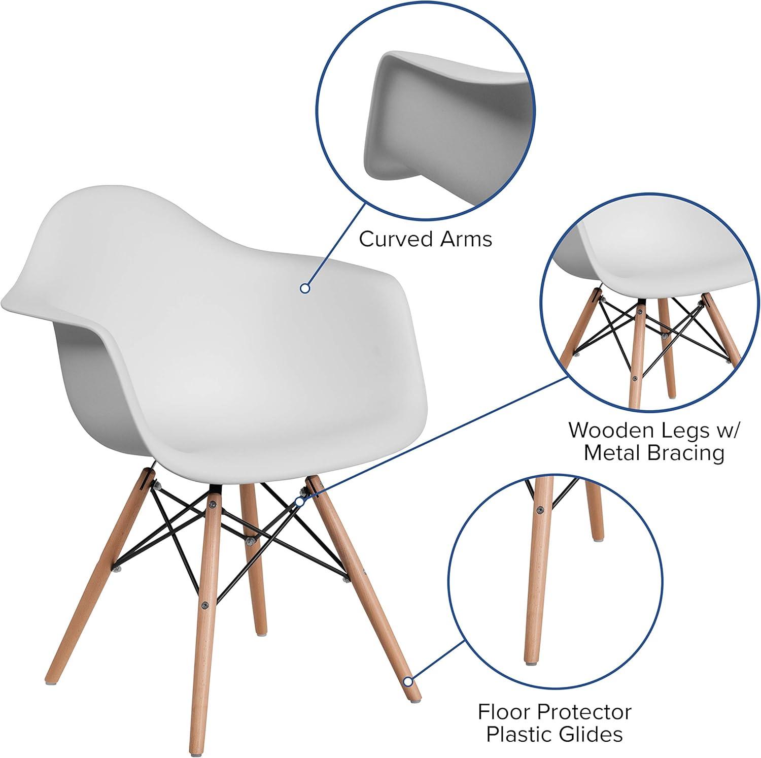 Chic Alonza White Polypropylene Accent Chair with Wooden Legs