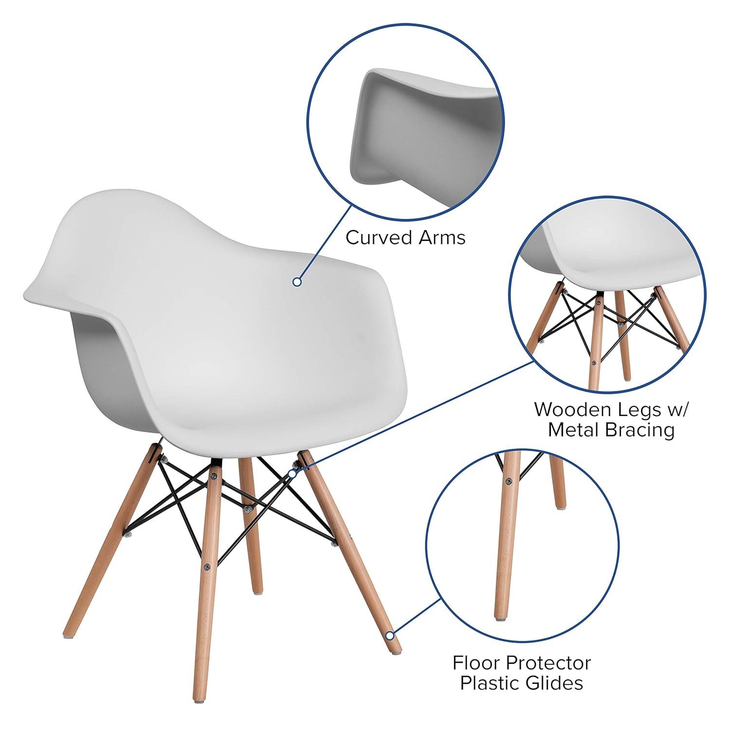 Flash Furniture Alonza Series White Plastic Chair with Wooden Legs