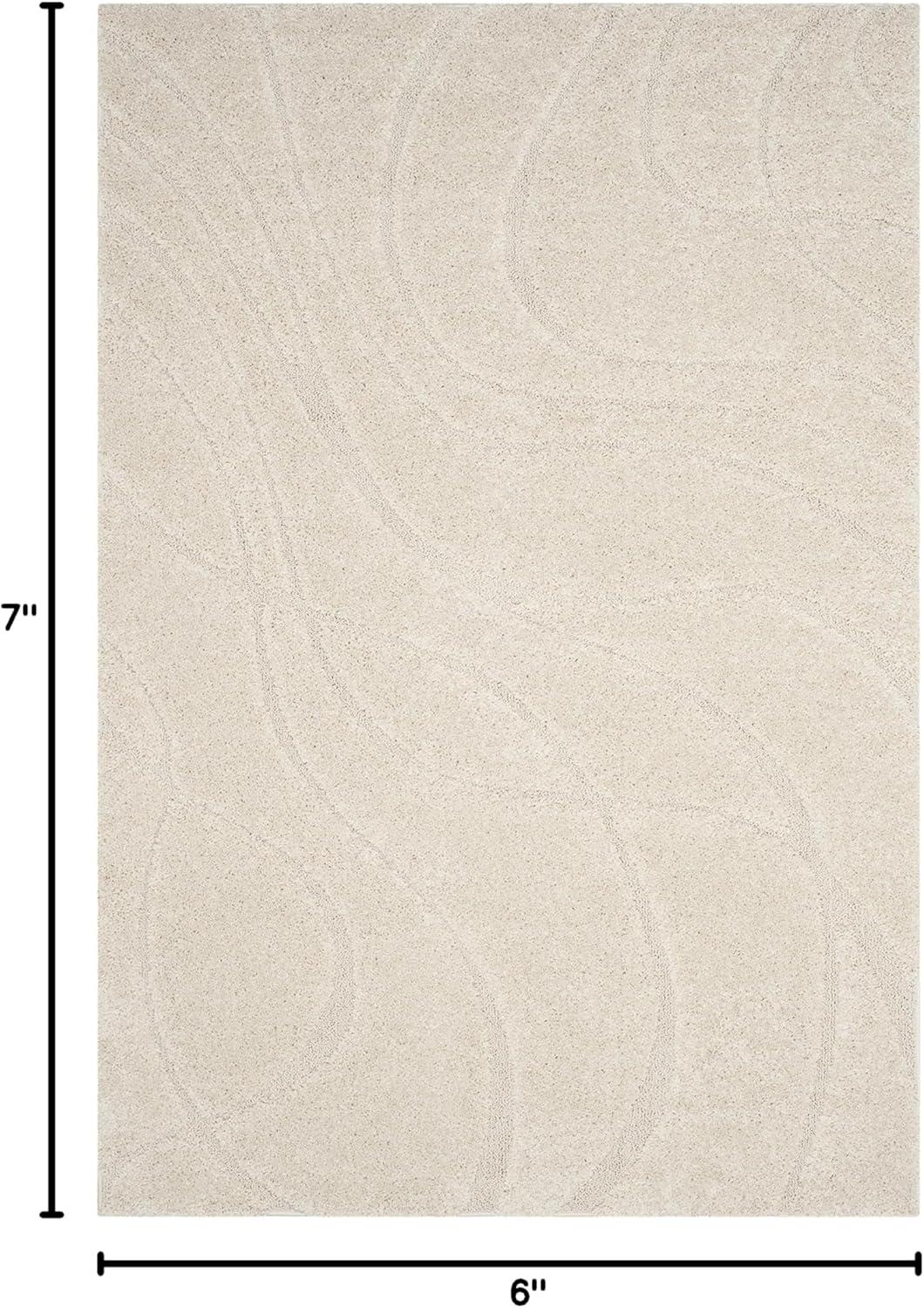 Florida Shag SG471 Power Loomed Indoor Area Rug - Creme/Creme - 5'3"x7'6" - Safavieh