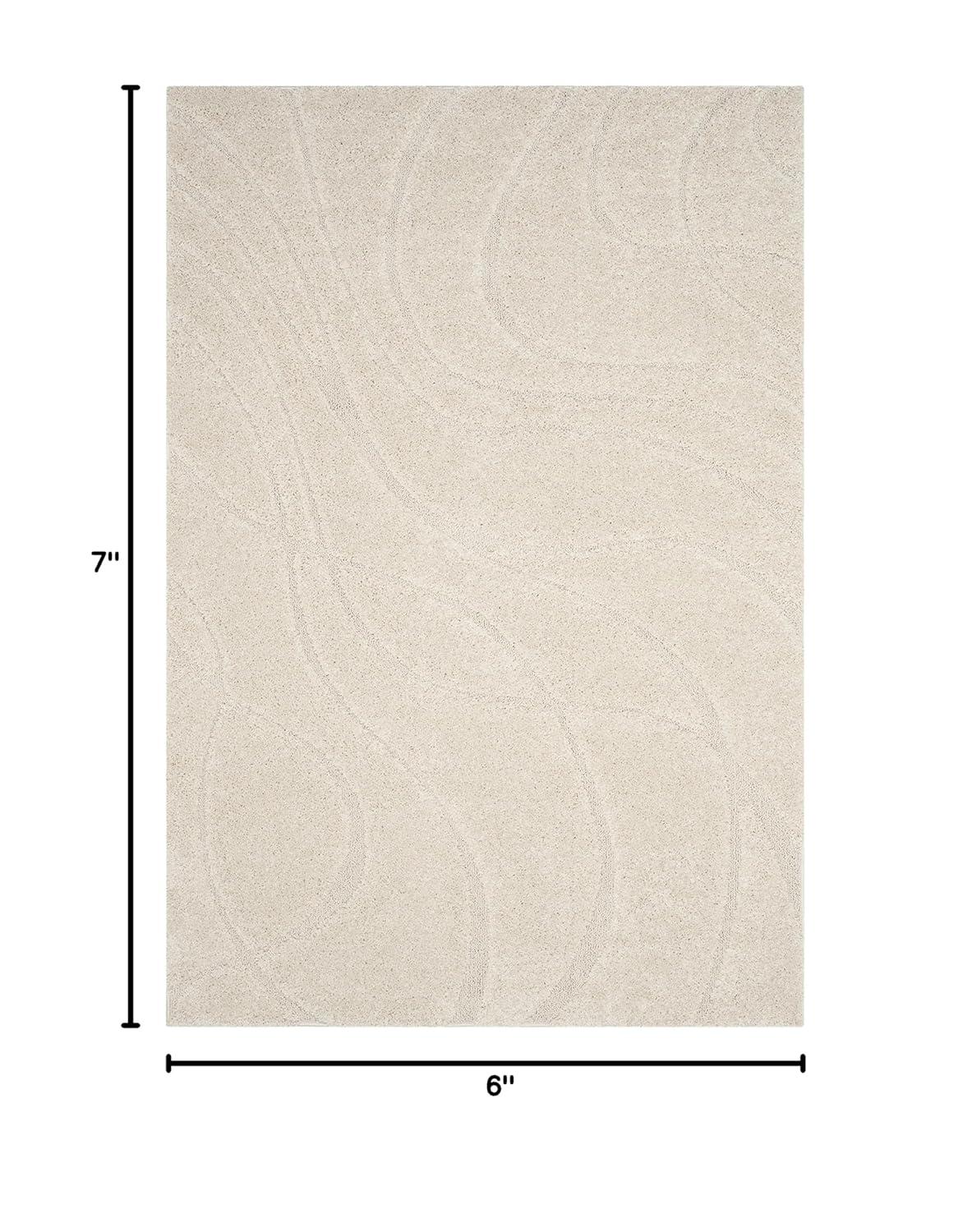 Florida Shag SG471 Power Loomed Indoor Area Rug - Creme/Creme - 5'3"x7'6" - Safavieh