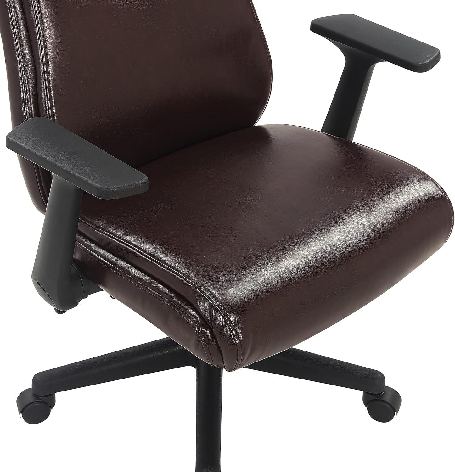 Mid-Back Managers Office Chair with Flip Up Arms in Chocolate Faux Leather