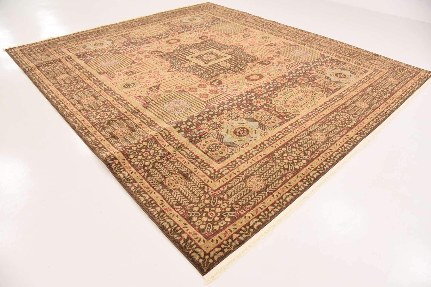 Unique Loom Palace Collection Area Rug (10'Square, Brown/ Light Blue)