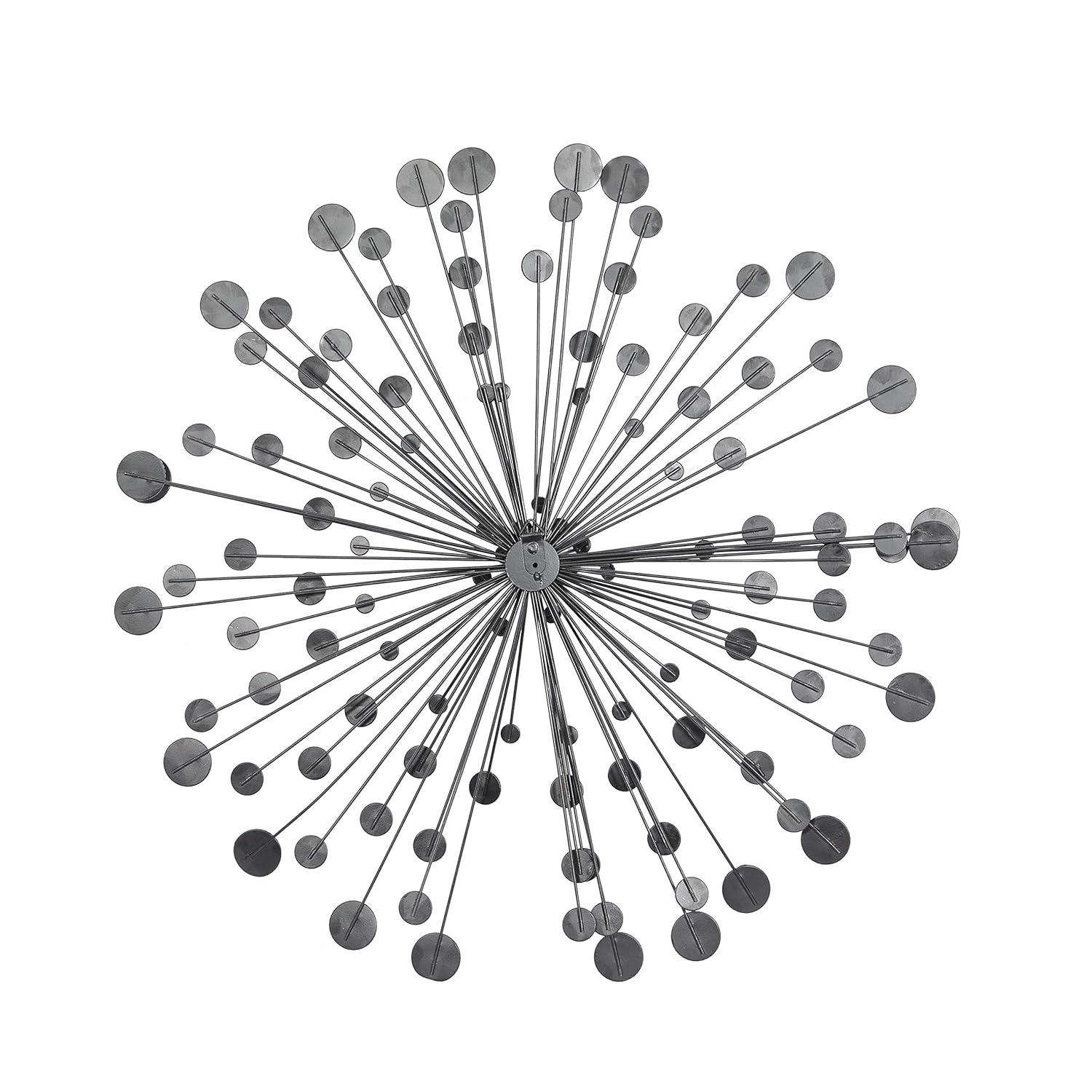 DecMode Black Metal Starburst Wall Decor with Crystal Embellishments (3 Count)