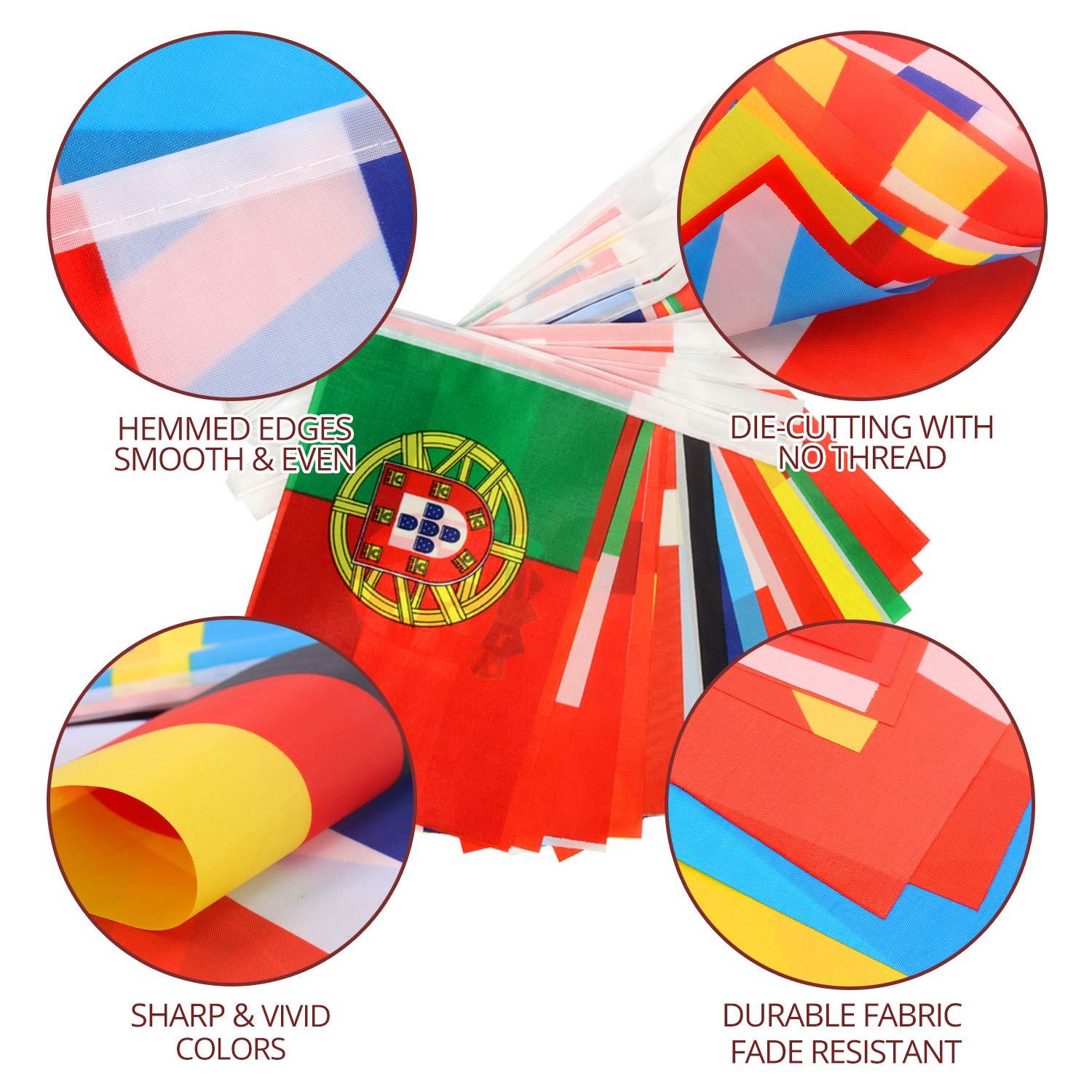 Anley European Countries String Flag, 24 Countries European Cup Soccer String Pennant Banner, Decoration for Grand Opening, Sports Bar, Party Events - 25 Feet 24 Flags