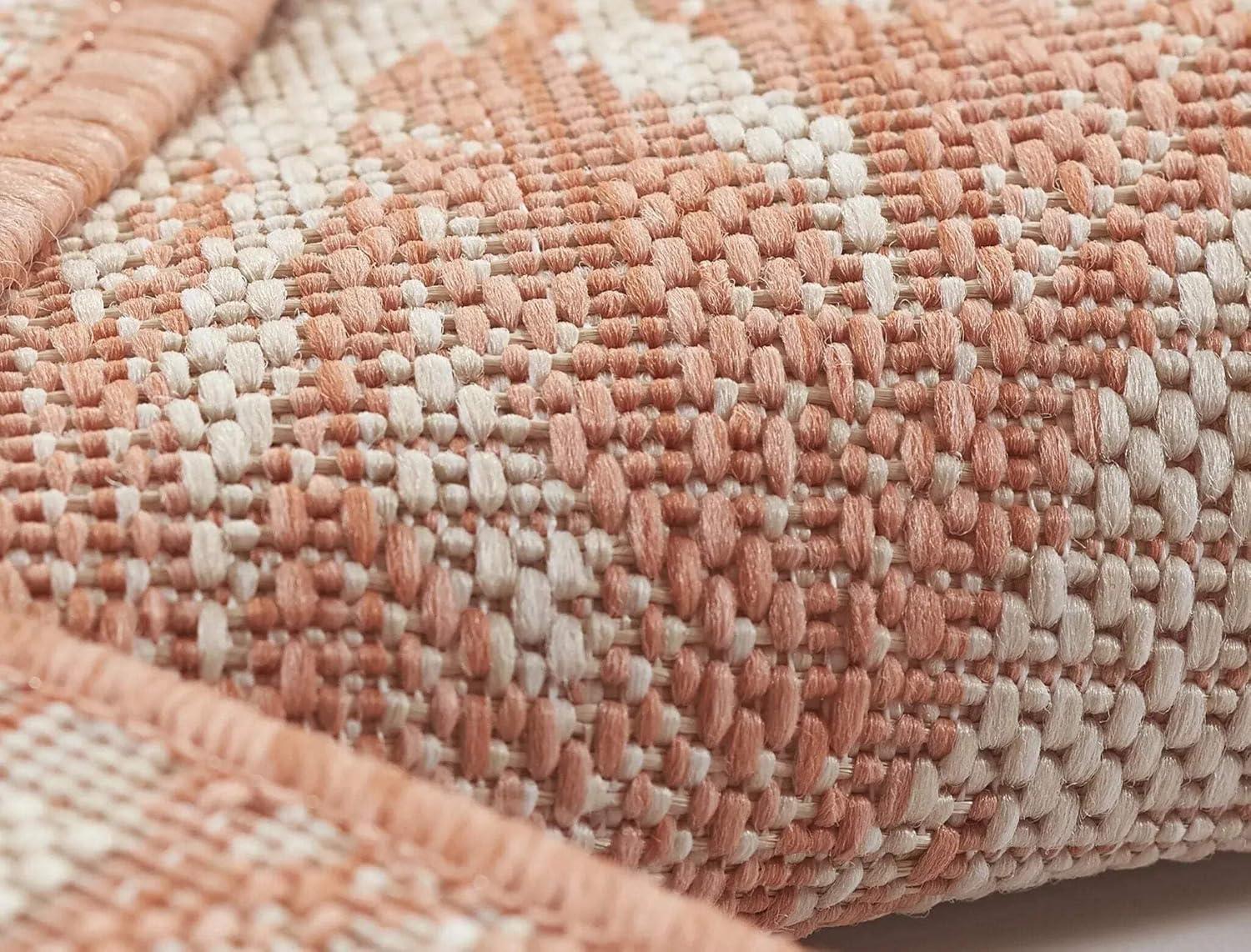 Momeni 6'6"x9' Riviera Grayson Area Rug Coral: Geometric Pattern, Indoor/Outdoor, Low Pile, Polypropylene, Machine Made