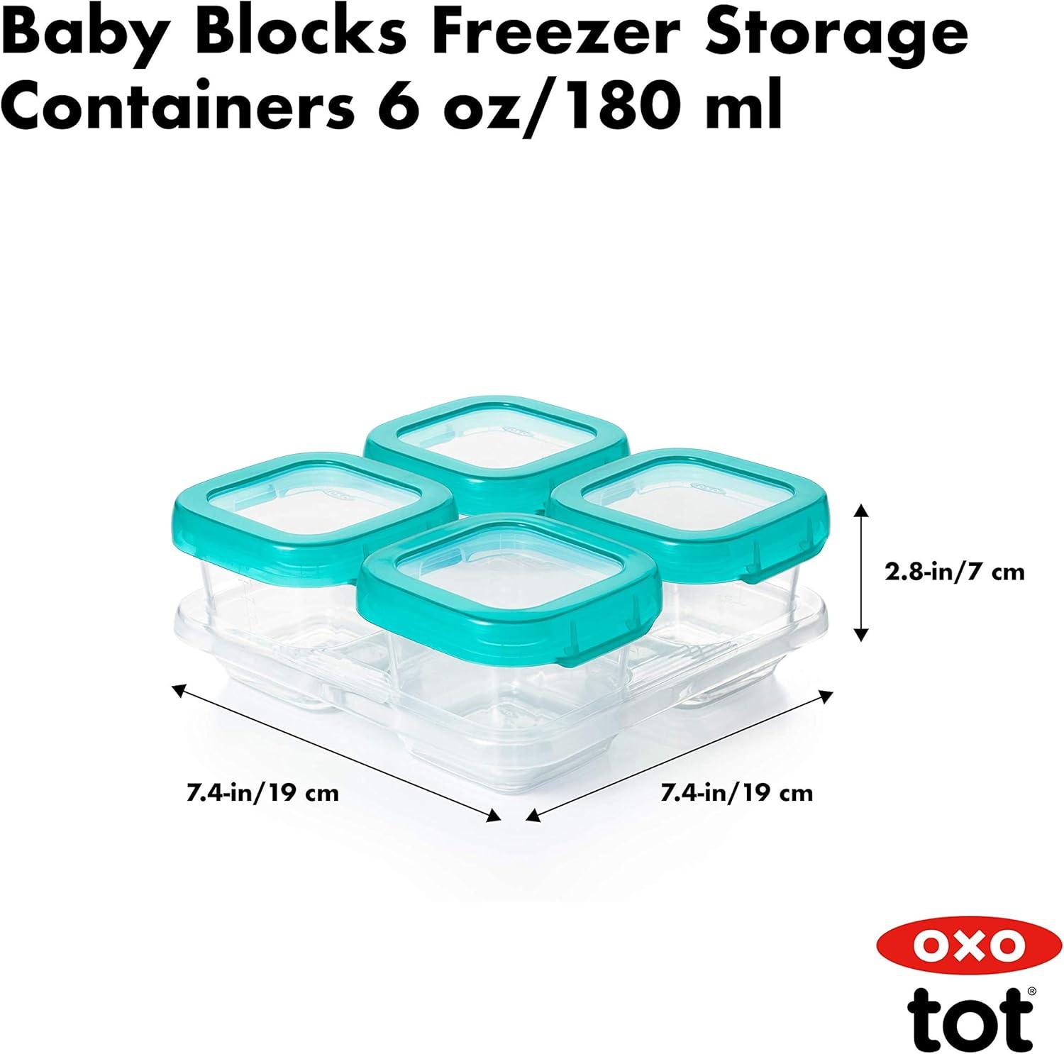 OXO Tot Baby Blocks Freezer Storage Containers (6 Oz.) - Teal