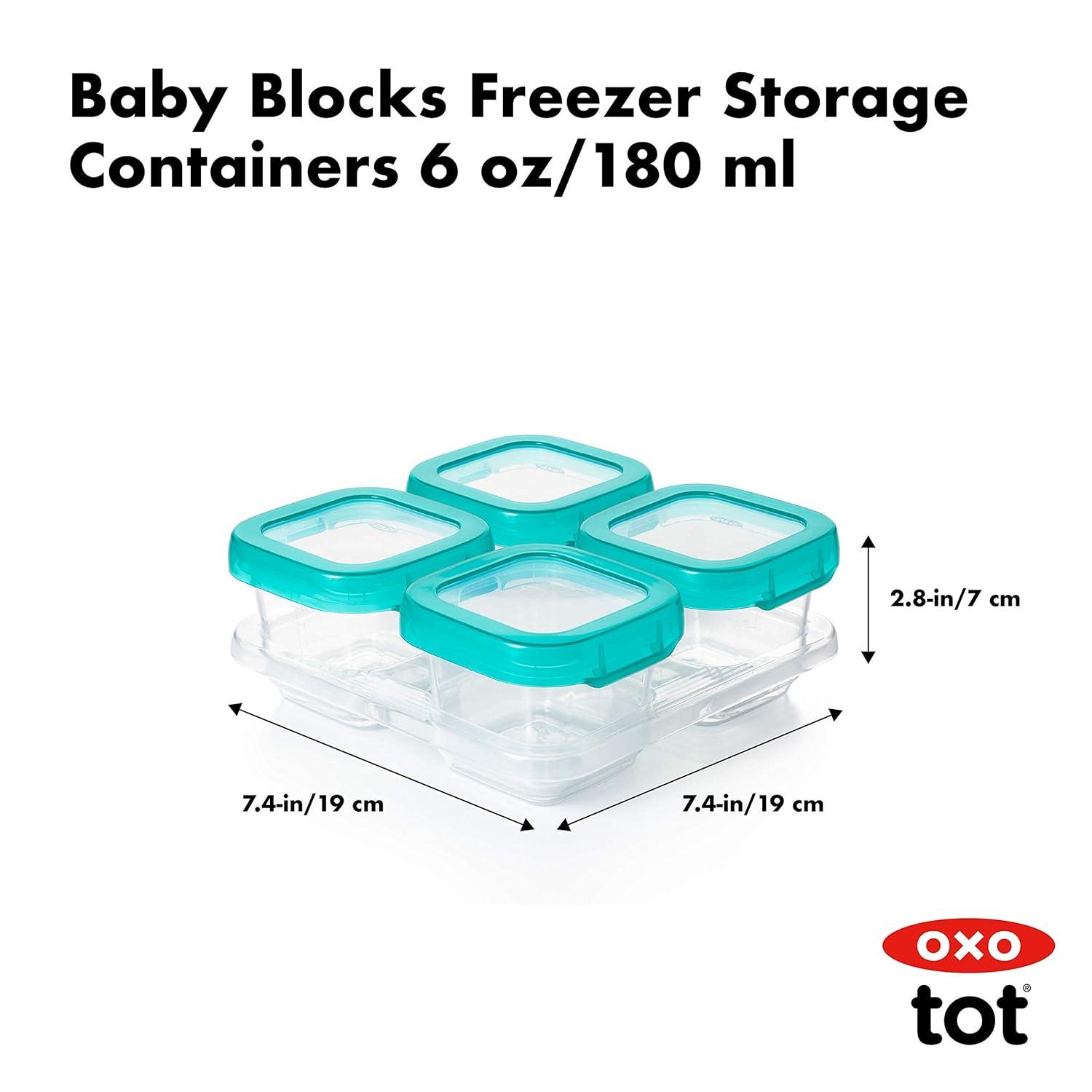 Teal 6 oz BPA-Free Plastic Baby Food Storage Set with Airtight Lids