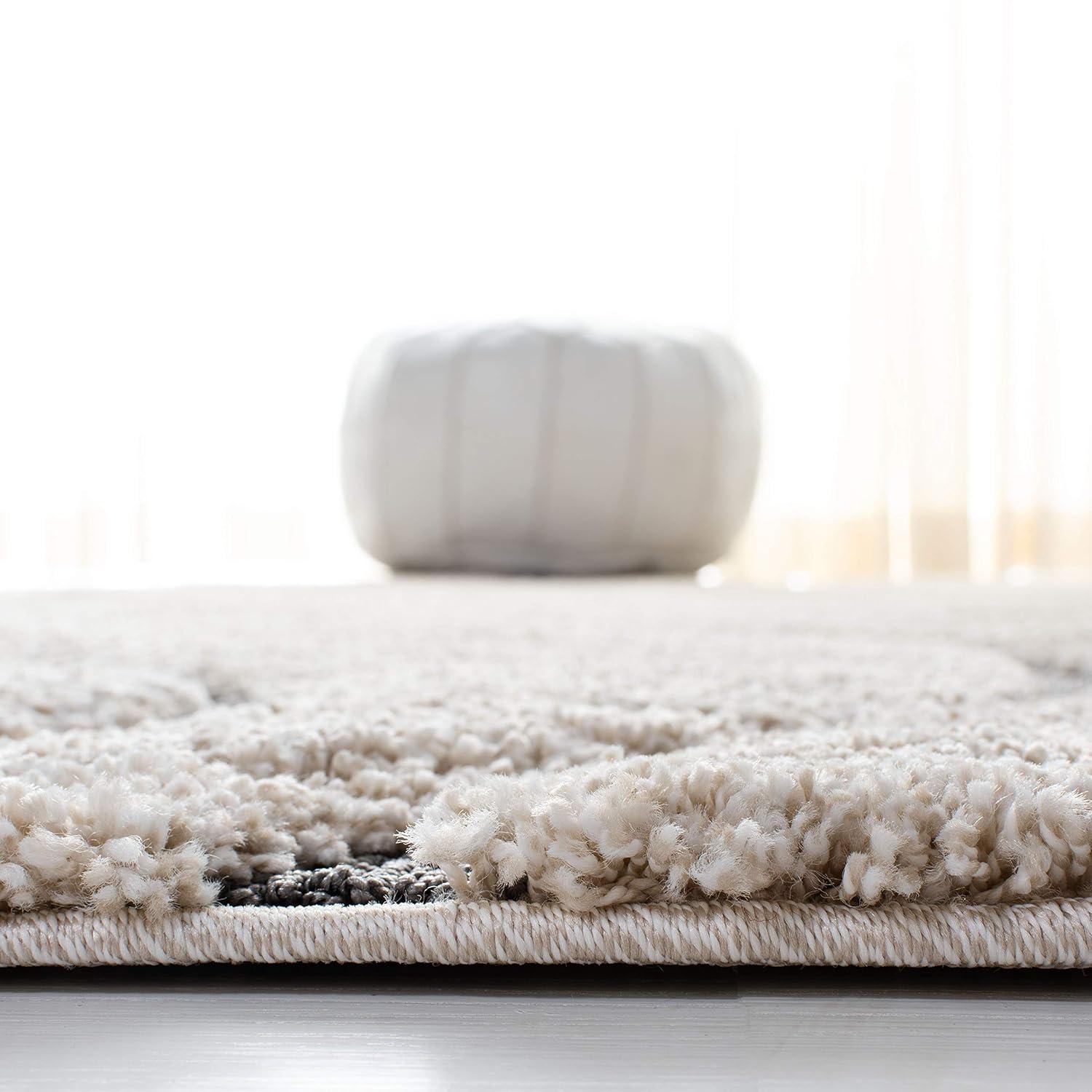 SAFAVIEH Florida Tamzen Abstract Shag Area Rug, Cream/Grey, 9'6" x 13'