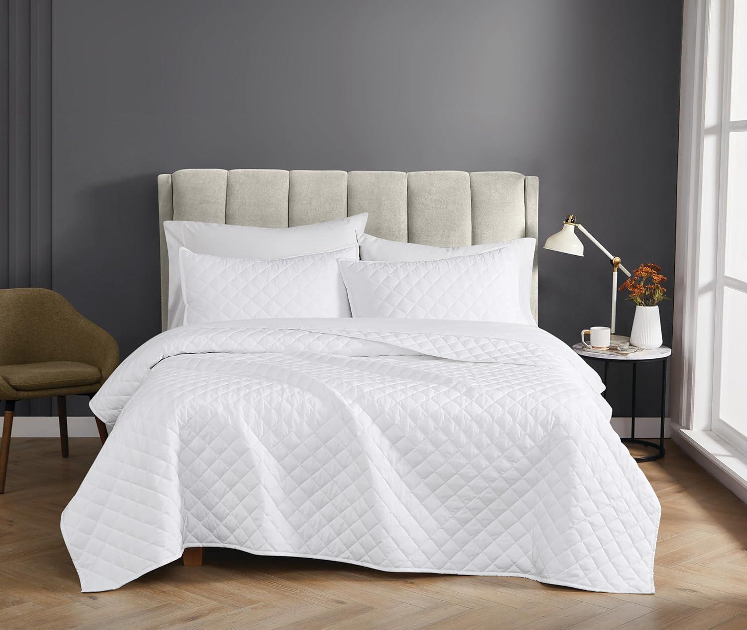 Cannon 3pc King Percale Quilt Set White
